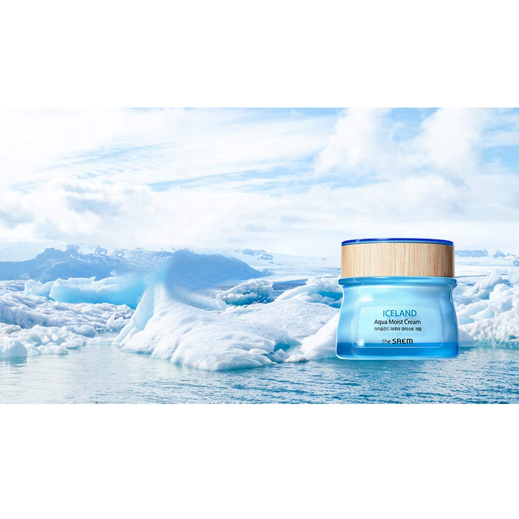 [The Saem] Iceland Aqua Moist Cream 60Ml - Moisture Coating Hydrating Facial Cream With Iceland Mineral Water For Dry Skin, Hypo