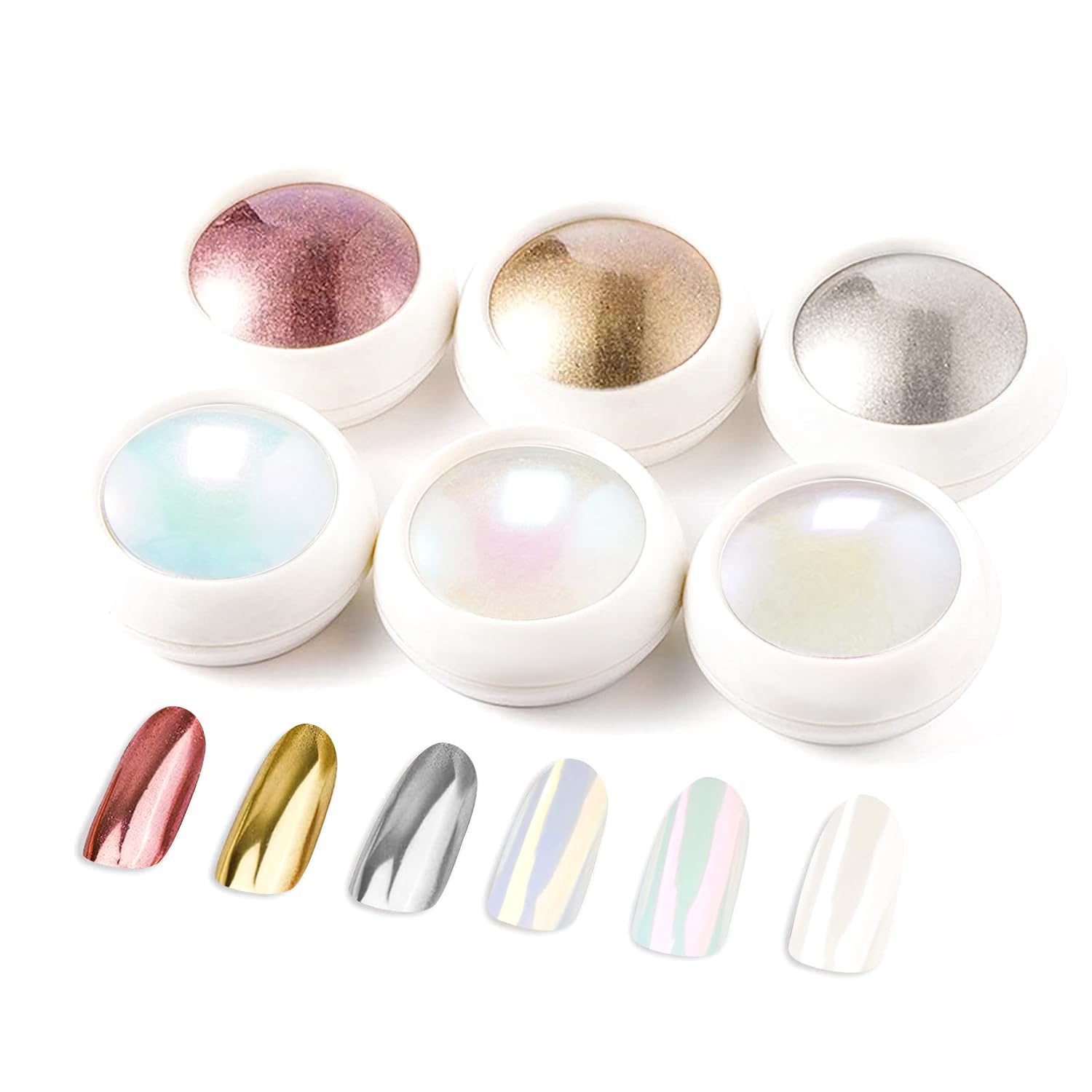 Gold Chrome Nail Powder LEDSUUEI - Mirror Effect Metallic Holographic Aurora Iridescent Pearlescent Chrome Nail Powder Rose Gold