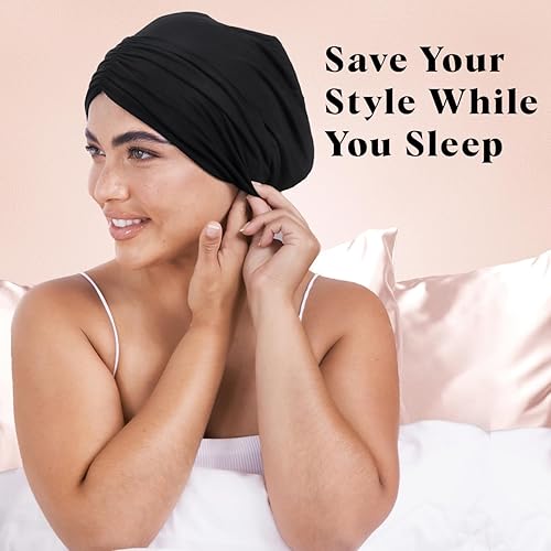 Kitsch Satin Lined Beanie For Women - Satin Beanie Night Cap  Satin Sleep Cap Slouchy Beanie  Hair Cover For Sleeping  Softer Th