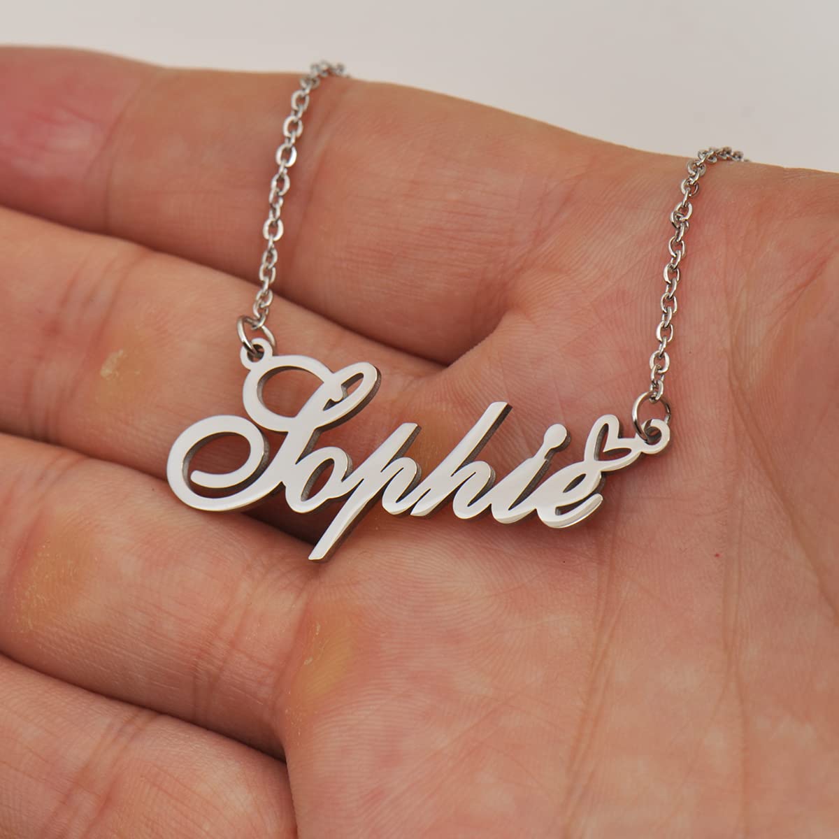 HUAN XUN Silver Pendant Name Necklace Customized Personalized Jewelry Gifts for My Best Friend Jessica Birthday Gift