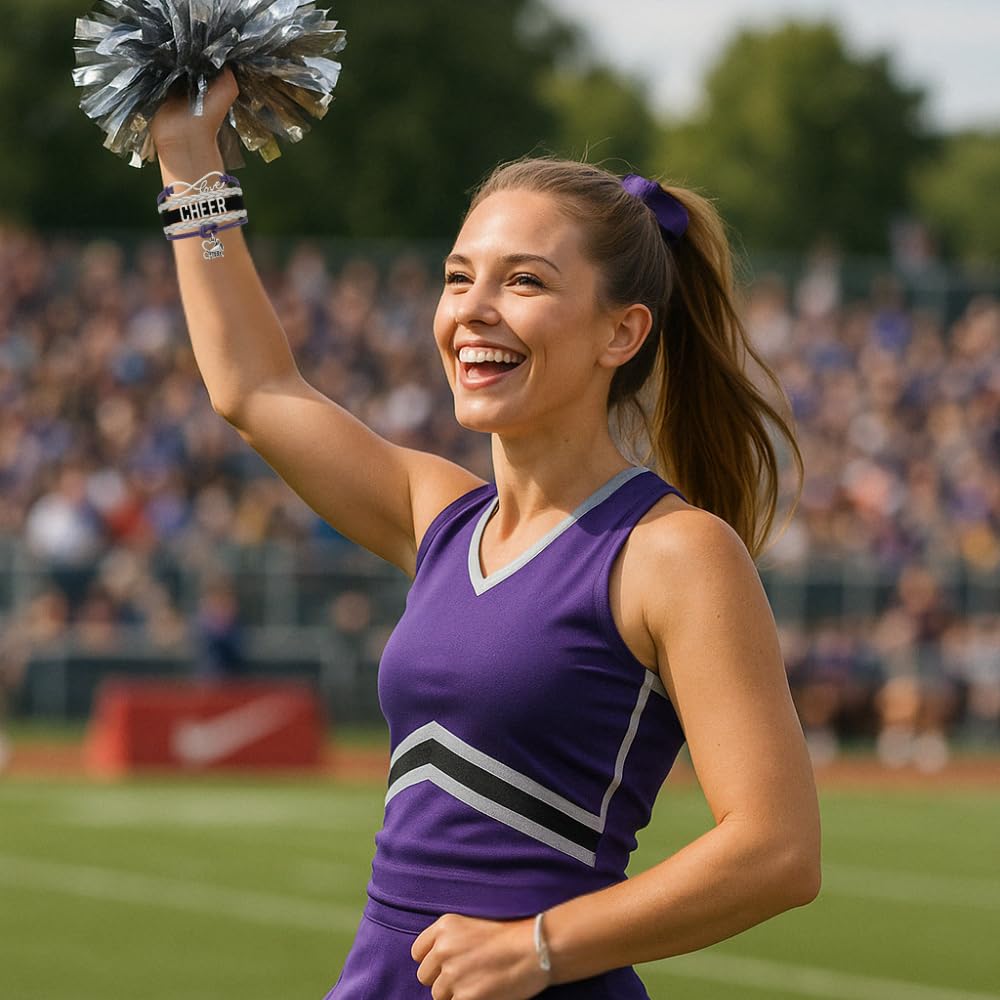 Infinity Collection - Cheer Bracelet - Purple - Cheerleading Infinity Charm Jewelry Gift for Cheerleaders, Teams or Squads