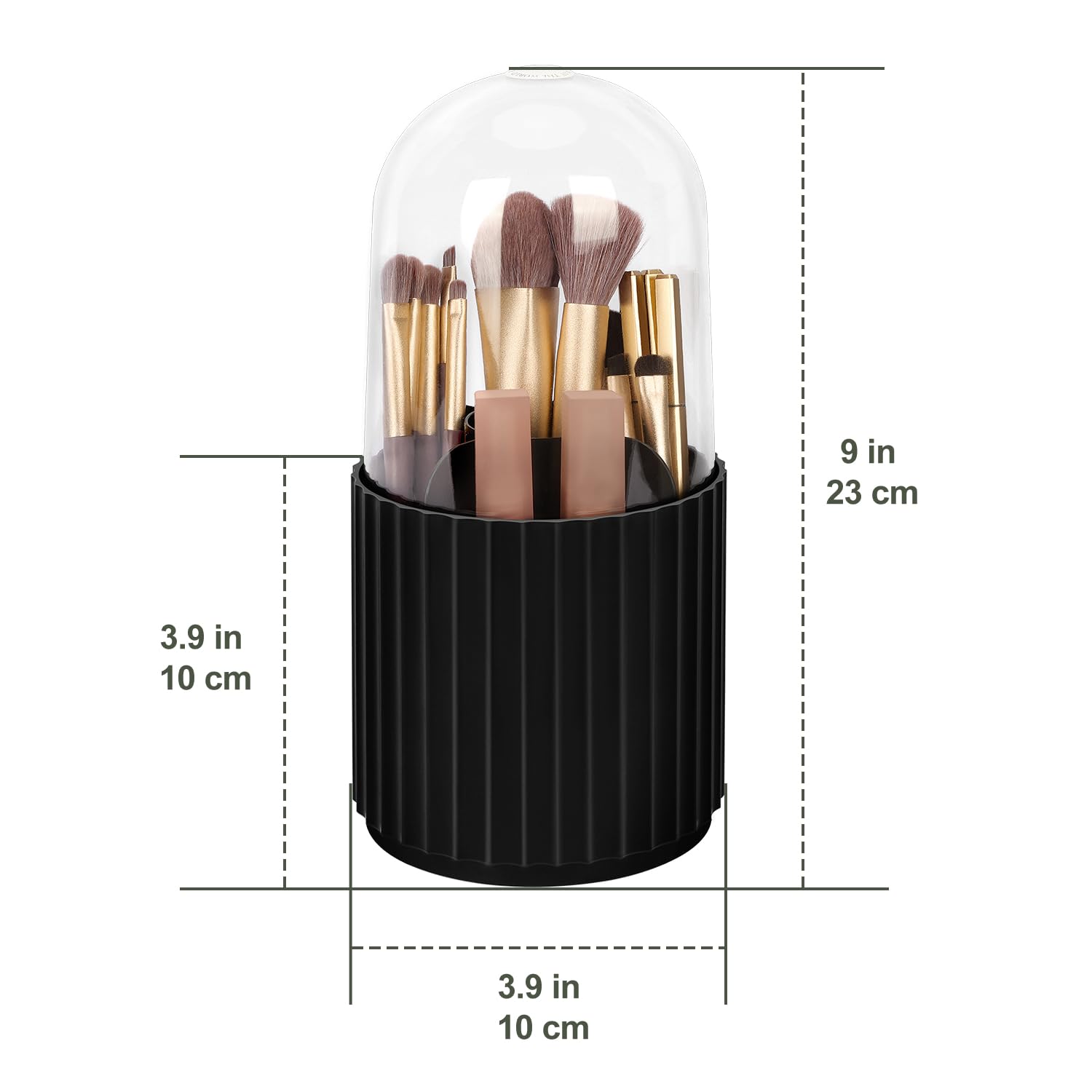 Jesslab Makeup Brush Holder Organizer With Lid, 360 Degree Rotatable Makeup Brush Organizer Spinning Cosmetics Holders Brush Sto
