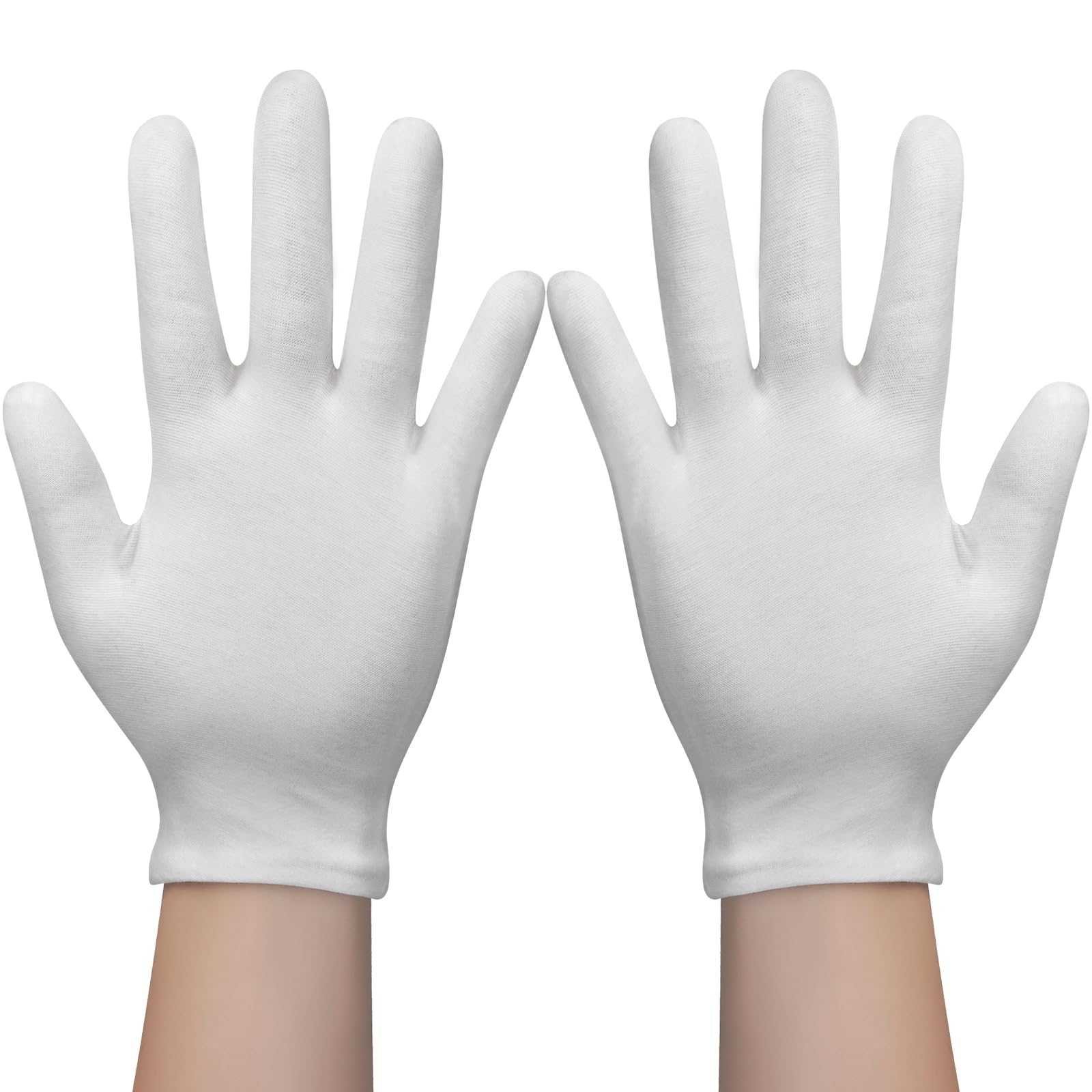 Cotton Gloves for Dry Hands Sleeping, 4 Pairs White Cotton Moisturizing Eczema Gloves for Lotion Overnight, Men and Women