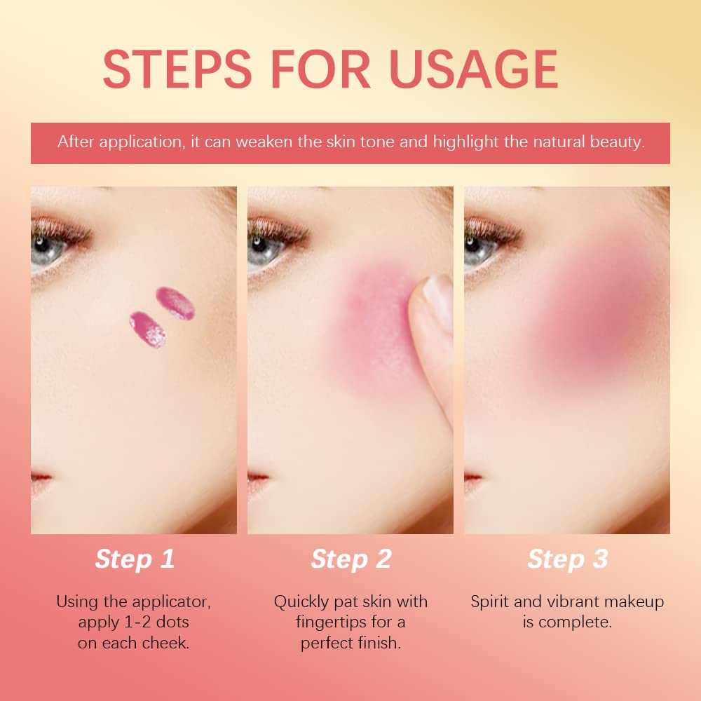 Liquid Blush For Cheeks, Soft Velvet Cream Blush Face Blush Makeup, Pink Blush Red Blush Skin Tint, Natural-Looking Matte Finish