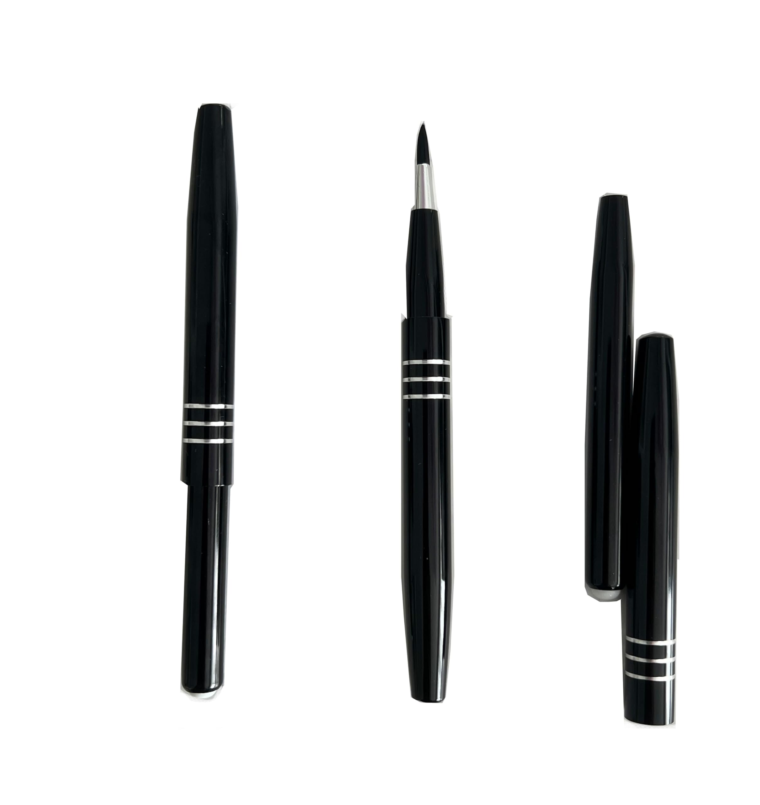 Small Super Slim Ultra Mini Black Metal Retractable Travel Lip Brush Gloss Lipstick Applicator