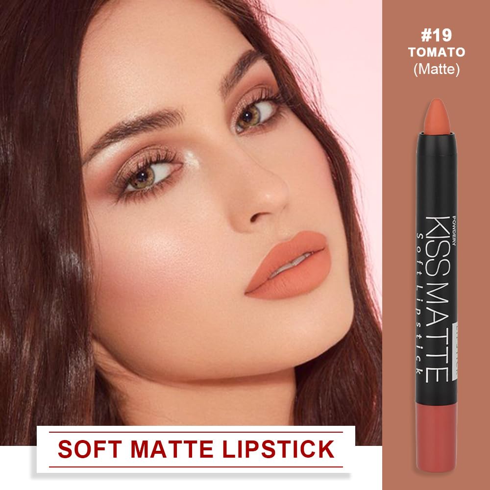 Evpct Dnm 1Pcs Light Yellow Brown Matte Lipstick And Lip Crayon Liner Pencil For Women Lip Stain Long Lasting Waterproof Labiale