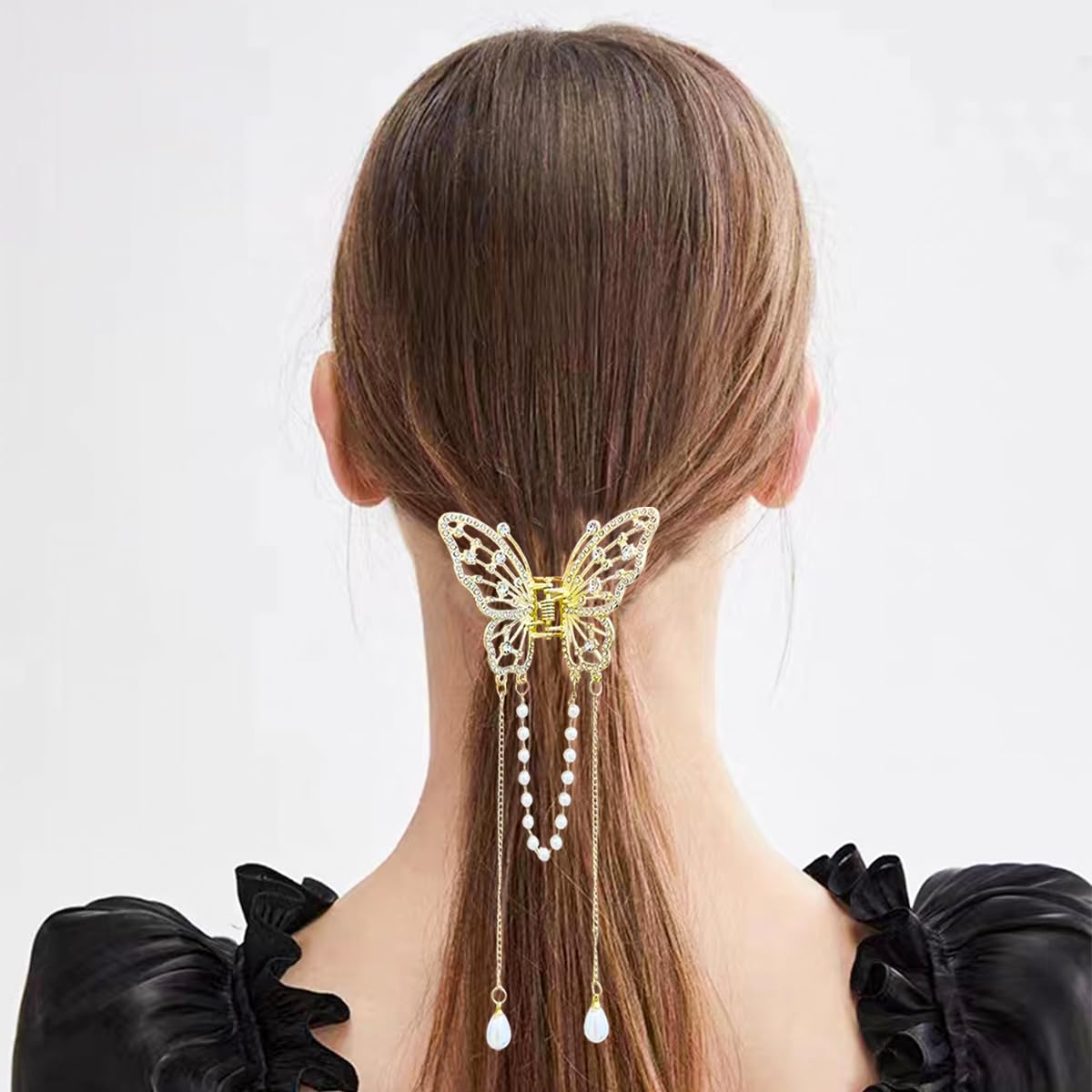 3 Pieces Butterfly Hair Claw Clip Butterfly Tassel Hair Clips Rhinestone Hair Claw Metal Hair Clips Exquisite Hair Clips Non Sli