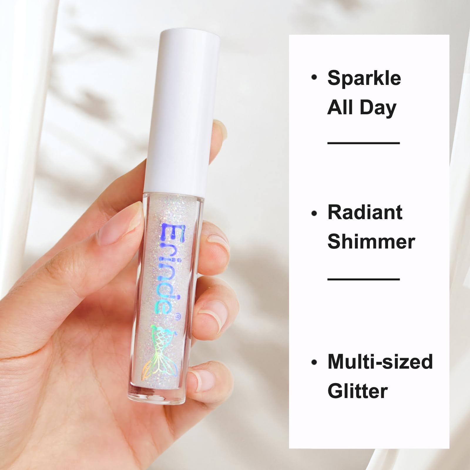 Erinde Liquid Glitter Eyeshadow Eyeliner, Metallic Shimmer Glitter Eyeshadow Liner, High Pigment Colored Eyeliner, Waterproof Lo