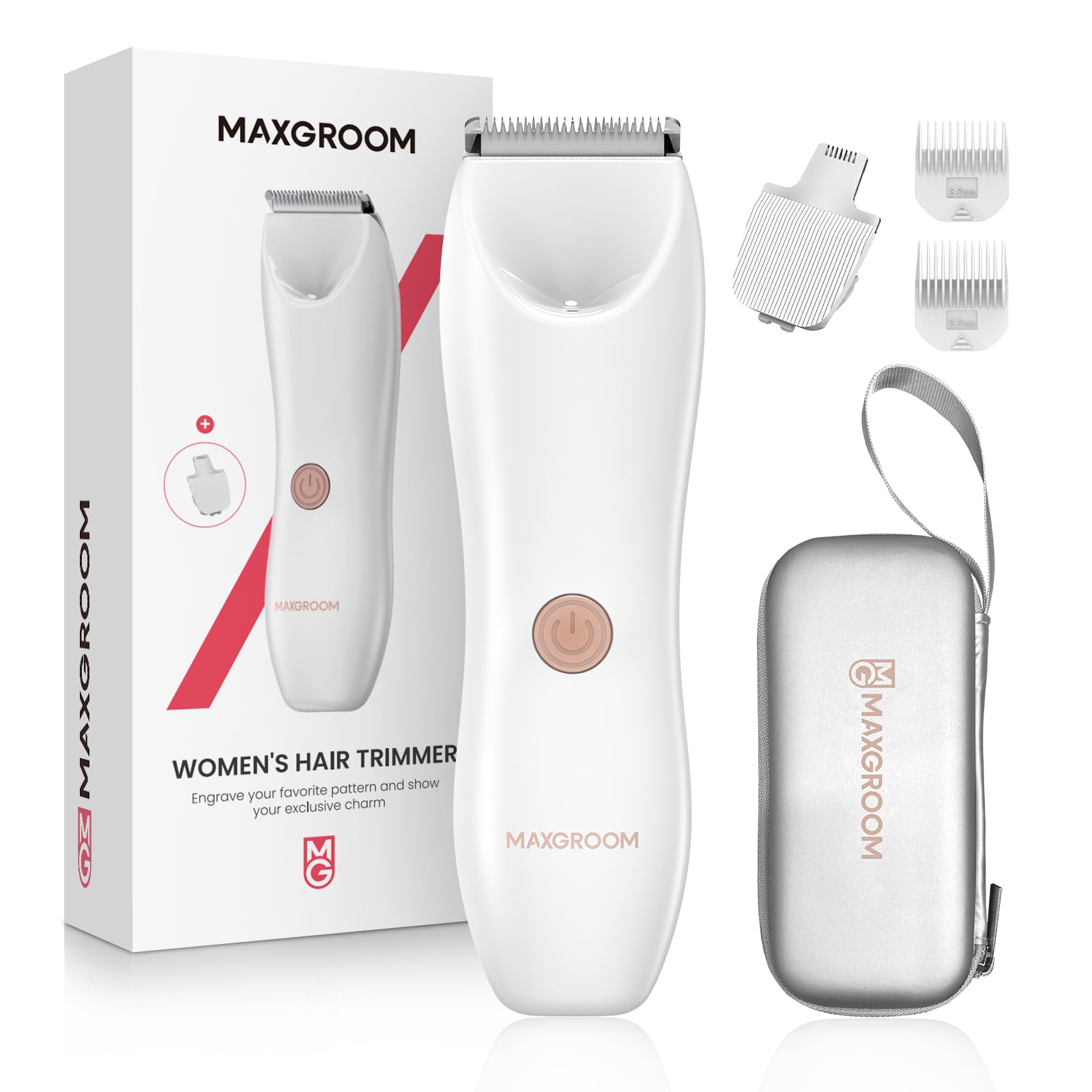 Bikini Trimmer for Women, Maxgroom Electric Razors for Women, Wet/Dry Pubic Hair Trimmer, Ceramic Blades for Intimate Grooming &