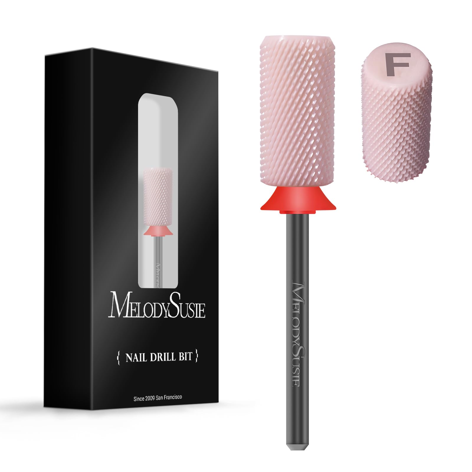 MelodySusie Ceramic Nail Drill Bits, 3/32'' Chamfer Flat Top Large Barrel Bits, Fast Remove Acrylic or Hard Gel, Nail Tool for M