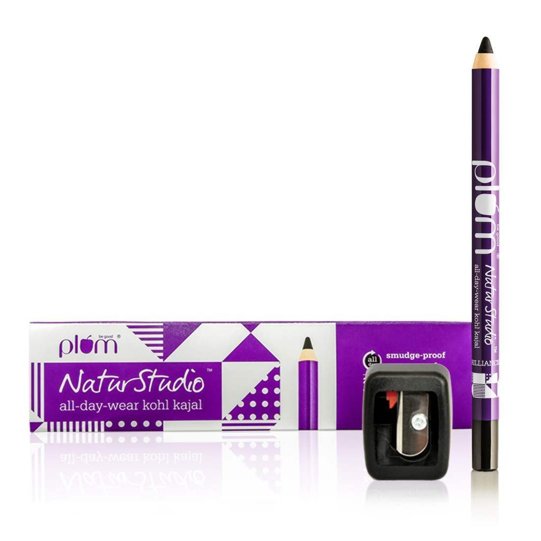Plum Bundle Of Natur Studio All Day Wear Kohl Kajal With Sharpener, 1.2G, For All Skin Types