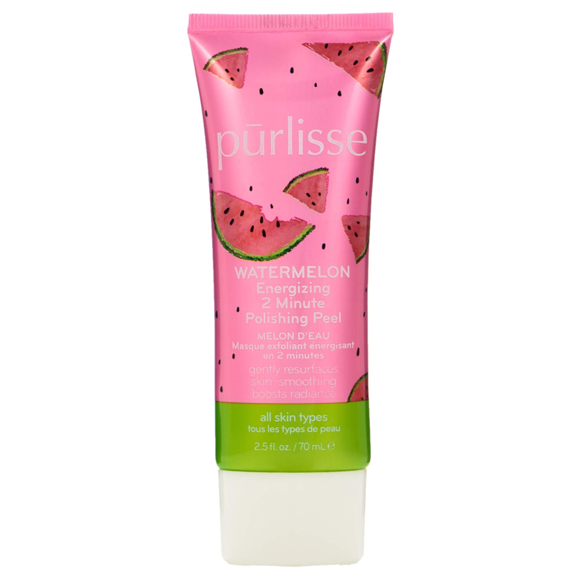 Purlisse Watermelon Energizing 2 Minute Polishing Peel: Cruelty-Free & Clean, Paraben & Sulfate-Free, Brightening & Smoothing, L
