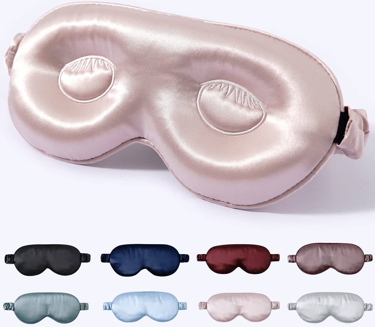Zimasilk Adjustable Silk Contour Sleep Mask, 100% 22 Momme Mulberry Silk Eye Mask, Designed For Long Lashes And Eyelash Extensio