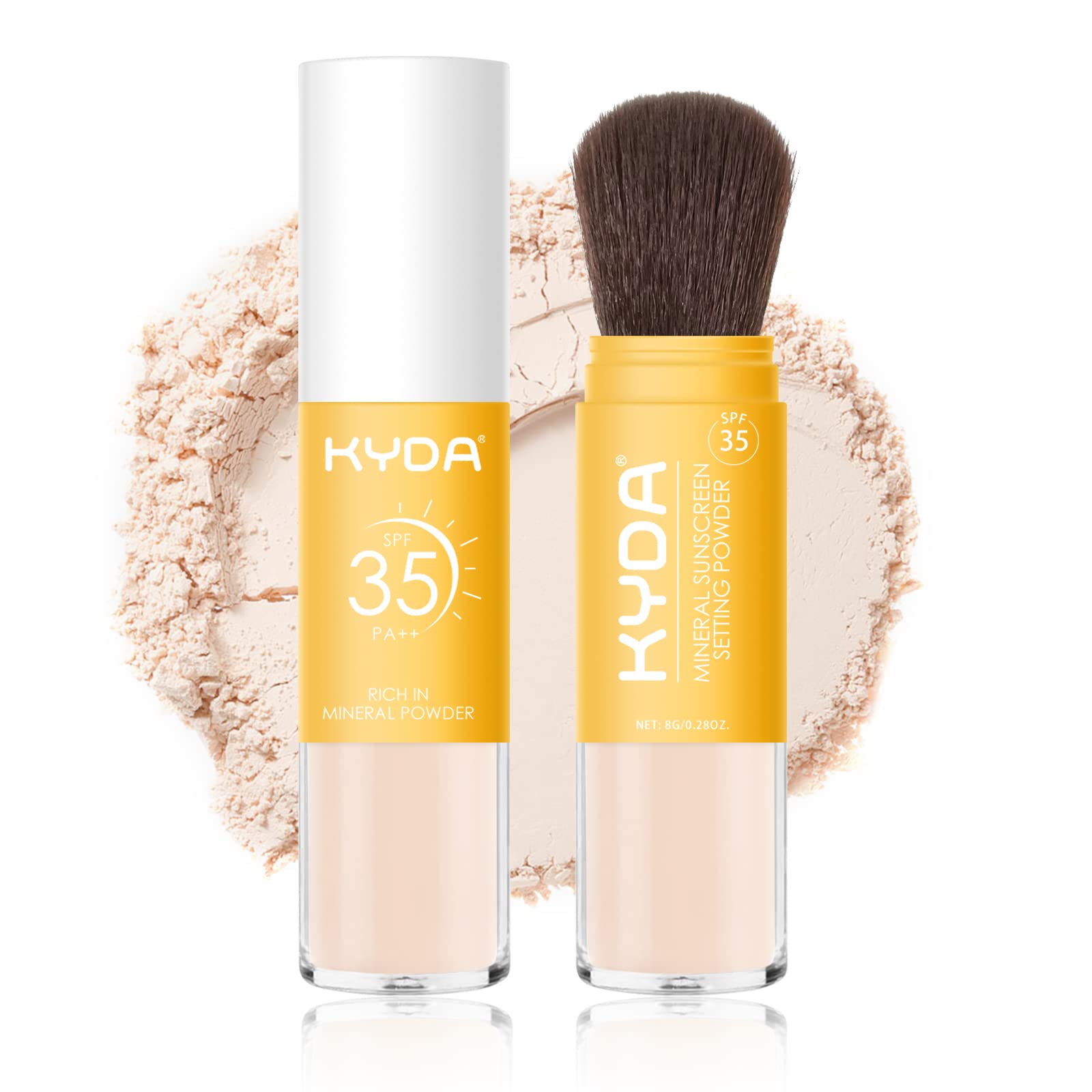 Kyda Mineral Sunscreen Setting Powder, Spf 35, Translucent, Mineral Brush Powder, Oil Control Natural Matte Finish, Lasting Ligh
