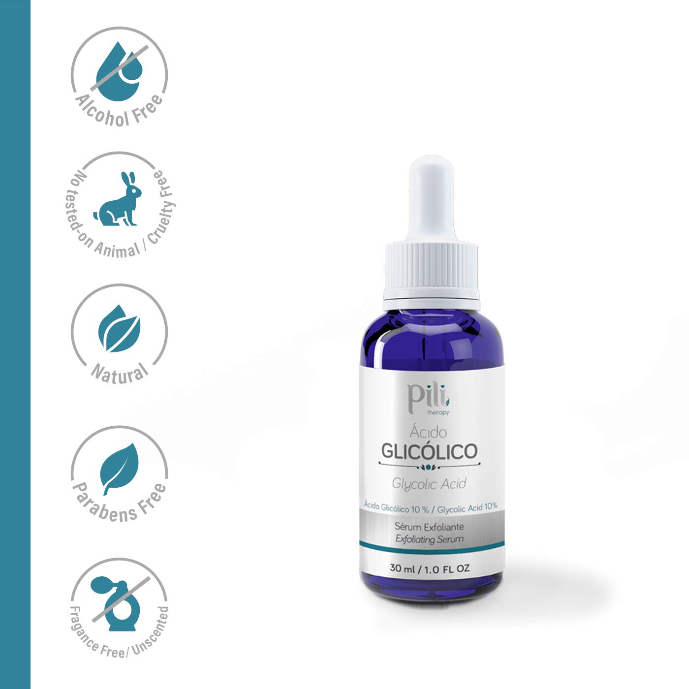Pili Glycolic Acid 10% Concentration - | Skin Brightening, Smoothing, Exfoliating Serum | with AHA for Collagen and cell renewal