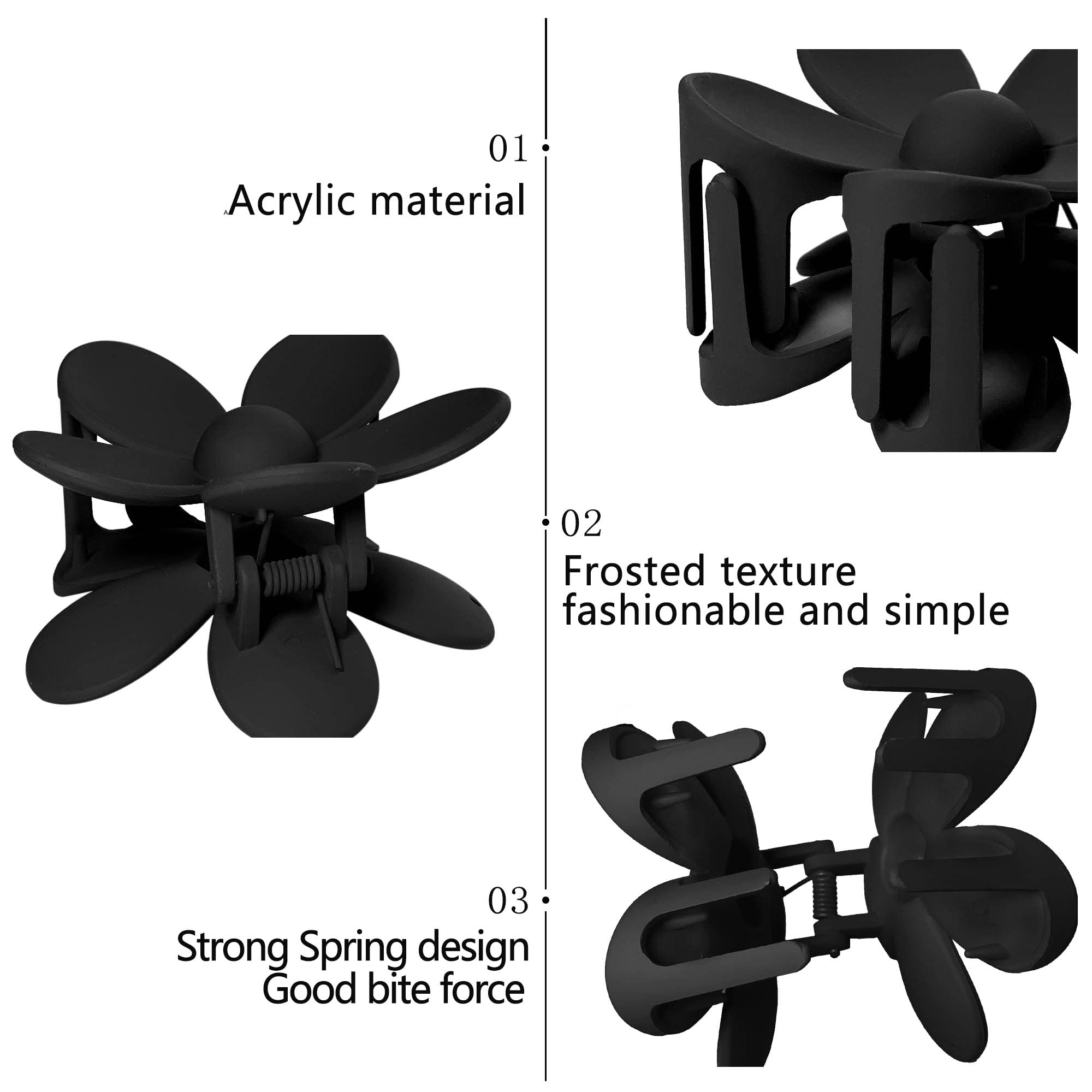 Owiizi Hair Clip, Large Claw Clips For Thick Hair, Non-Slip Cute Flower Matte Big Hair Clips, Strong Hold Barrette Jumbo Hair Cl