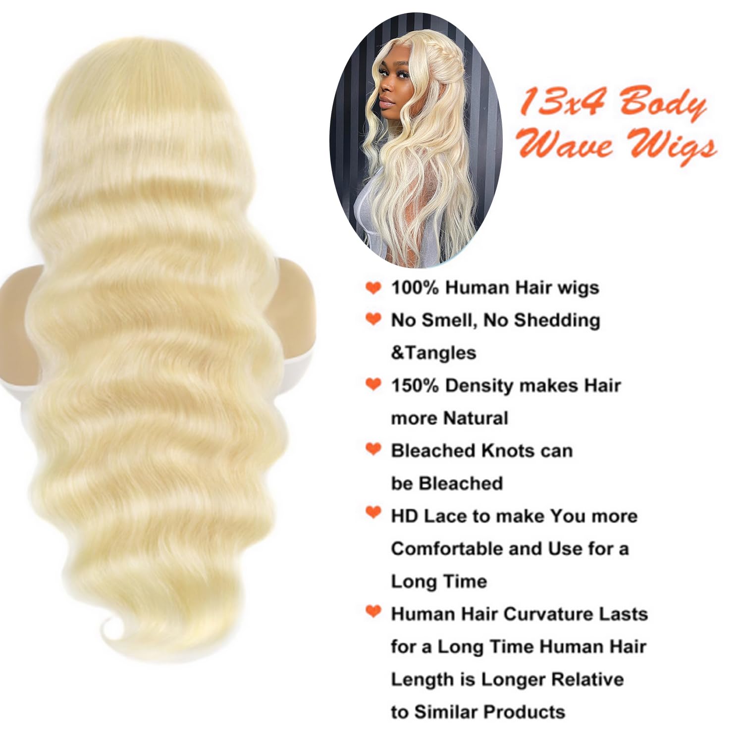 Alielaine Blonde Wig Body Wave 613 13X6 Lace Front Wig Human Hair 13X4 Blonde Wig Human Hair Pre Plucked With Baby Hair 38Inch