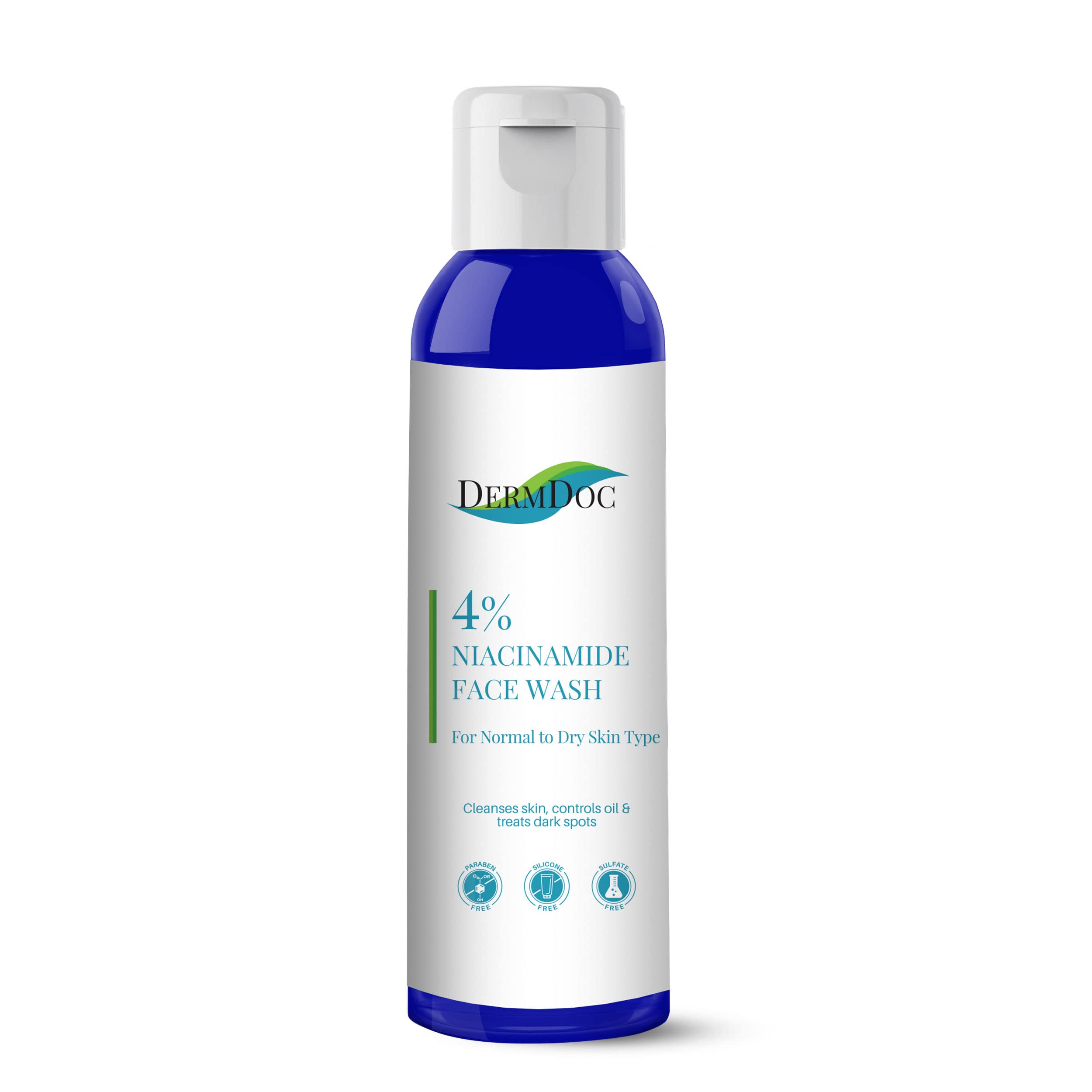 Dermdoc 4% Niacinamide Face Wash For Dry Skin, 120 Ml | Imparts Radiance, Cleanses Skin, Controls Oil, Helps Reduce Dark Spots |