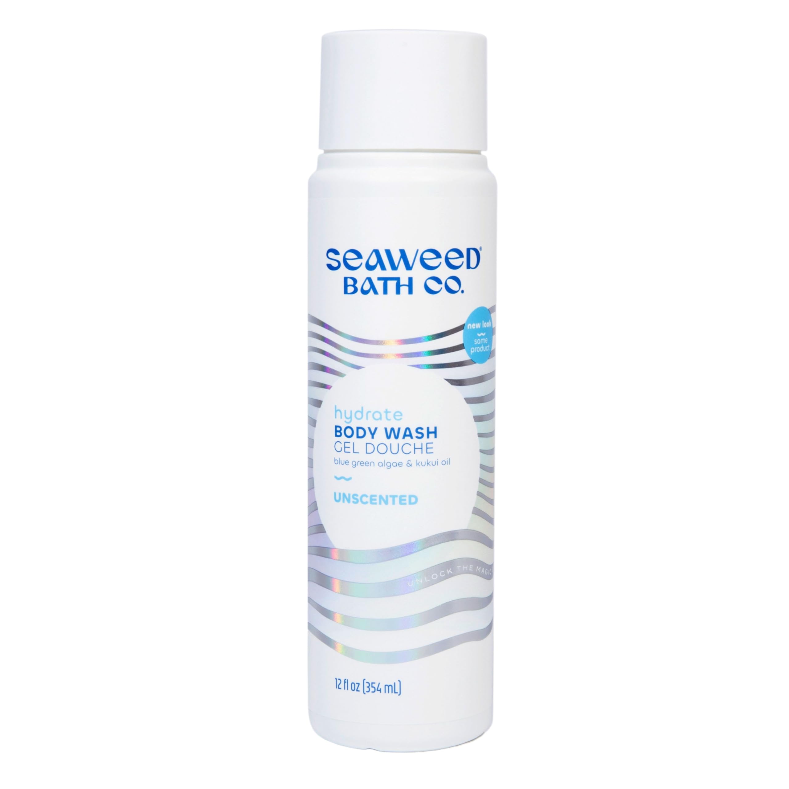 Seaweed Bath Co. Hydrate Body Wash, Unscented, 12 Ounce, Fragrance Free Shower Gel for Men & Women, Vegan, Paraben Free, Sulfate