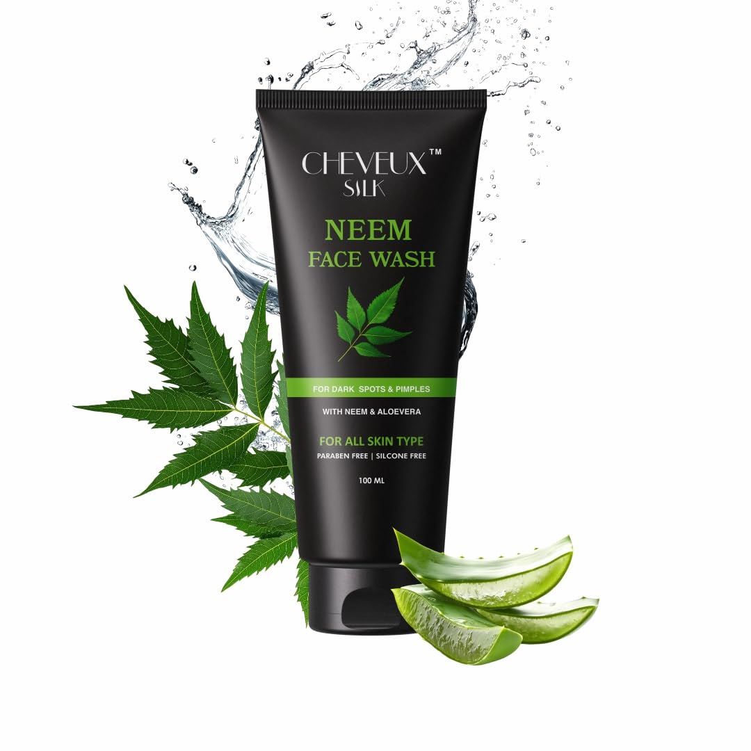 Cheveux Silk Neem Face Wash With Aloe Vera, For Dark Spots & Pimples, All Skin Types, Paraben Free, Silicone Free, 100Ml (100)