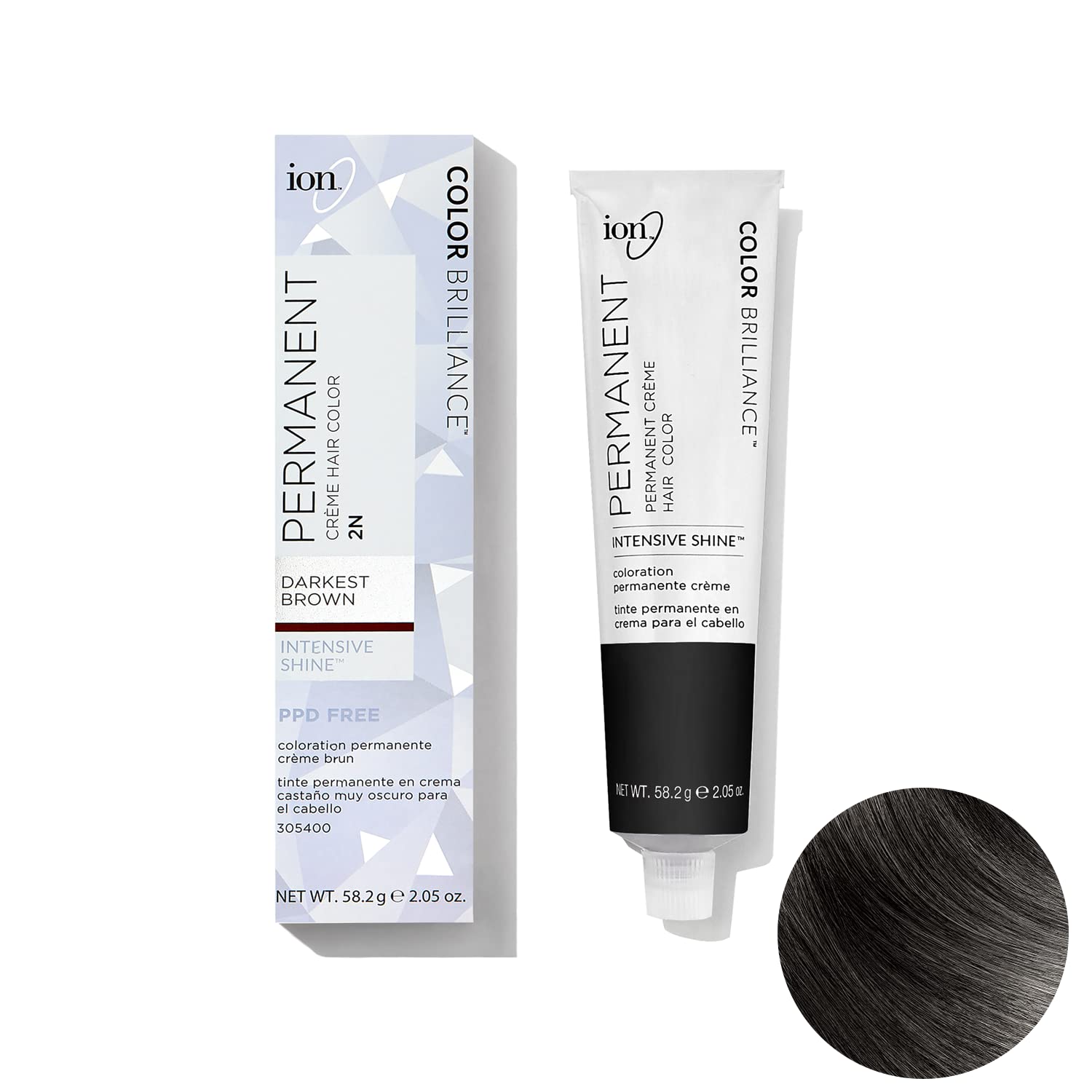 Ion 2N Darkest Brown Permanent Creme Hair Color 2N Darkest Brown