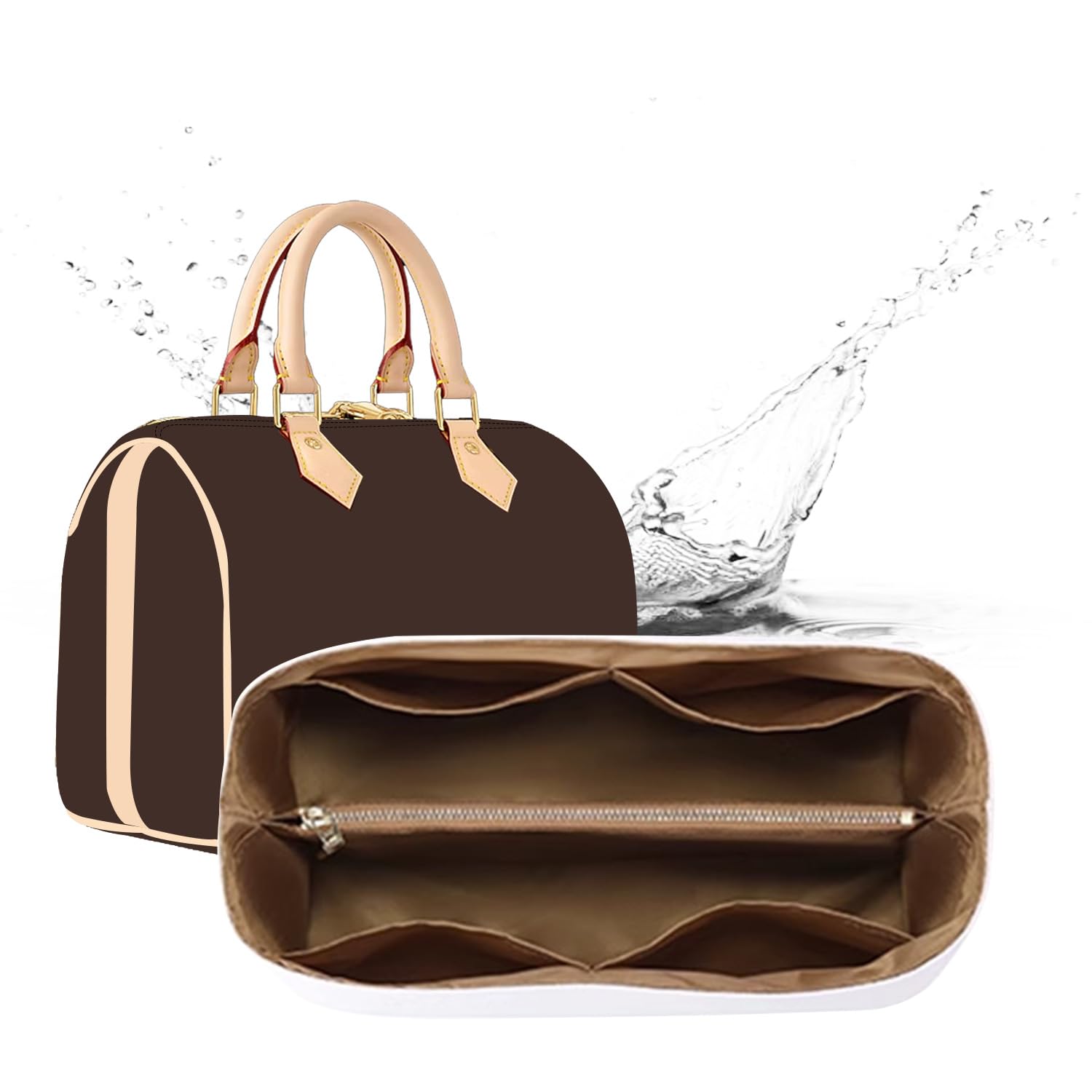 Doxo DupontPaper Purse Organizer Insert Compatible with LV Speedy 25, Lightweight Waterproof Handbag Insert Shaper Protector, Mu