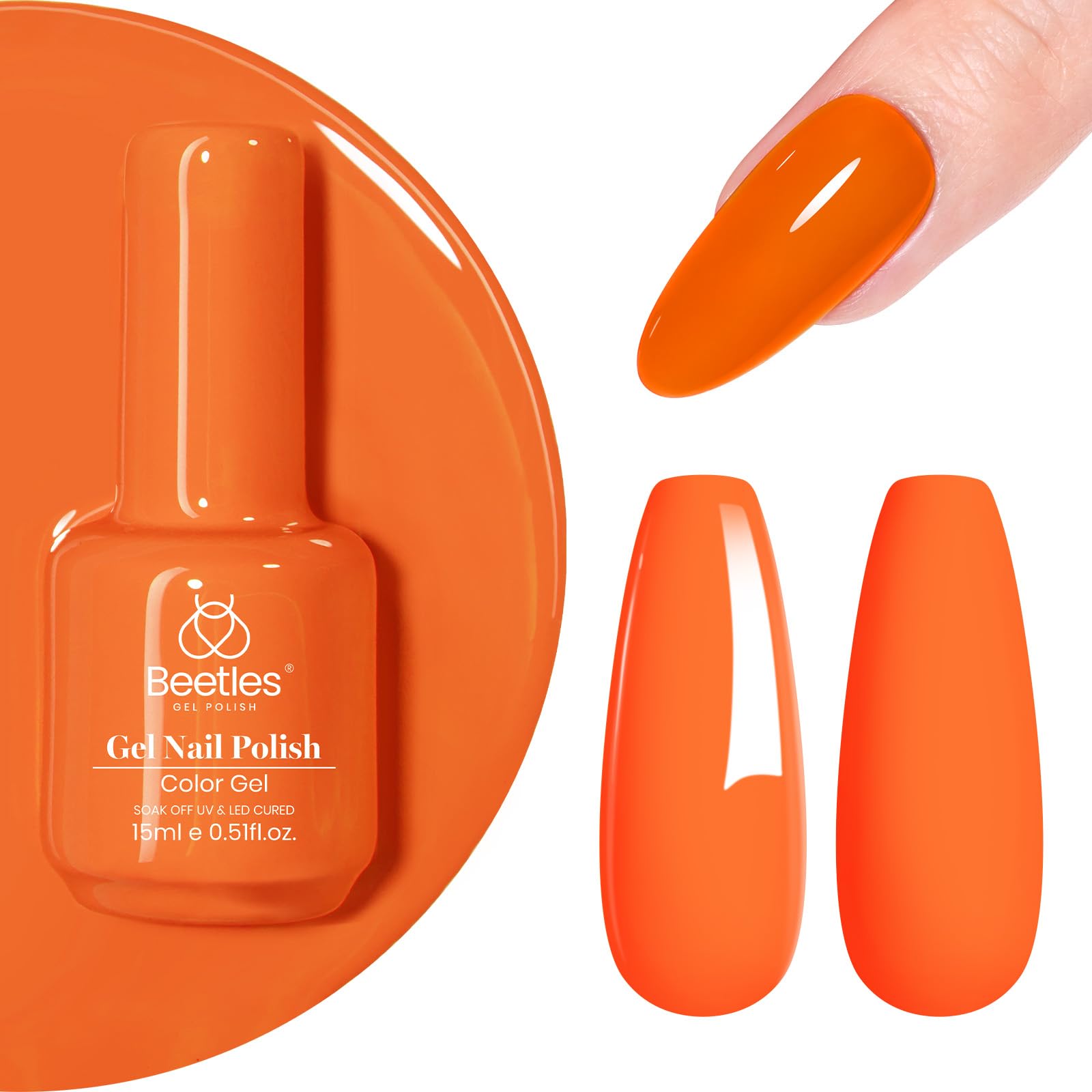 Beetles Orange Gel Nail Polish Tammy Tangerine Bright Neon Yellow Orange Gel Polish Color Soak Off UV LED Nail Lamp Gel Polish .