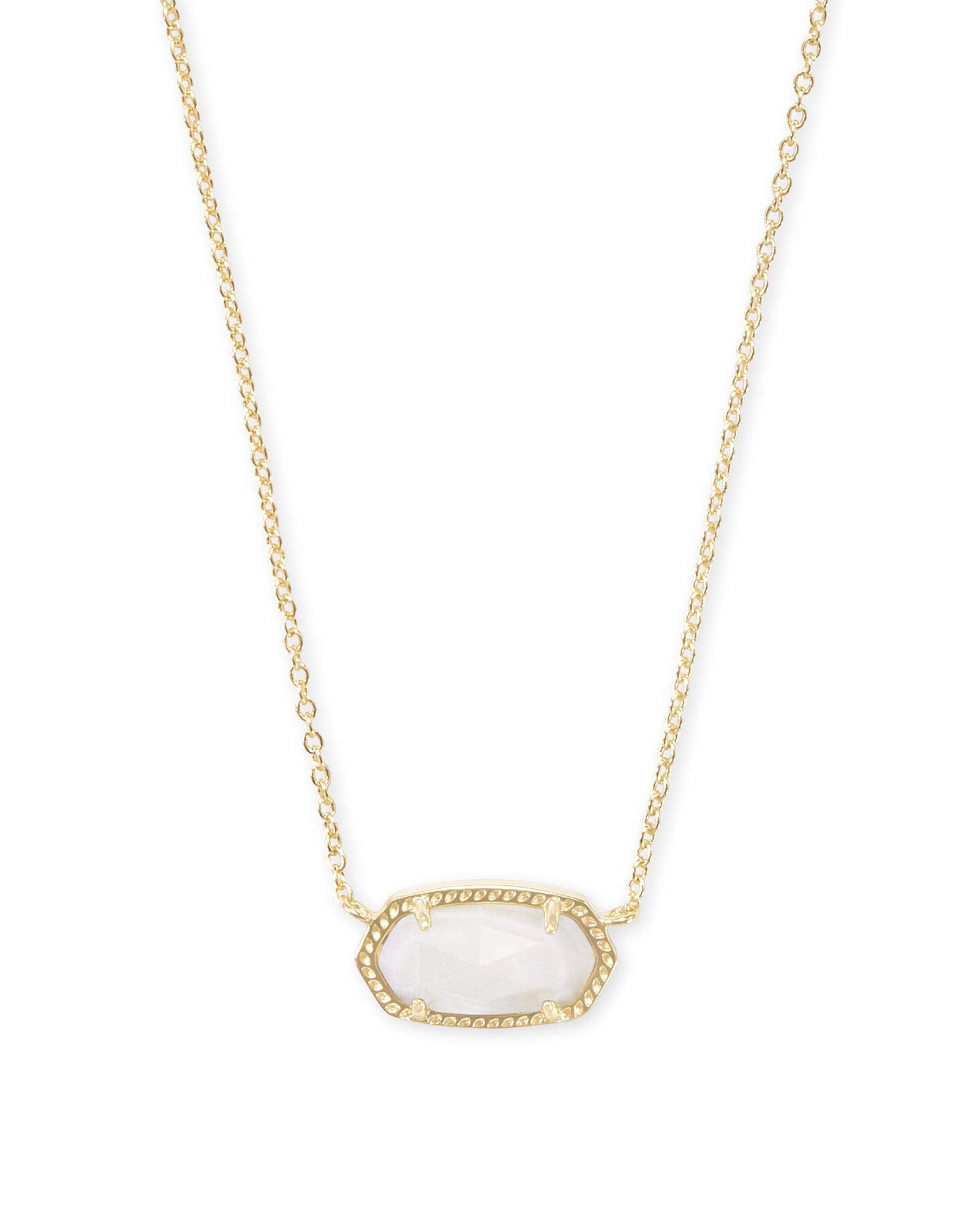 Kendra Scott Elisa Short Pendant Necklace for Women, Dainty Fashion Jewelry, 14k Gold-Plated, White Mother of Pearl