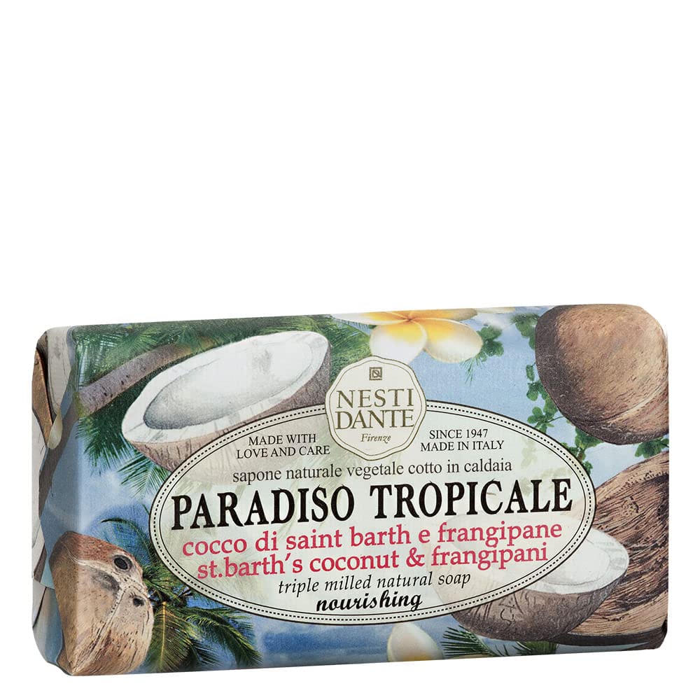 Nesti Dante Paradiso Tropicale Triple Milled Natural Soap, St. Barths Coconut and Frangipani, 8.8 Ounce