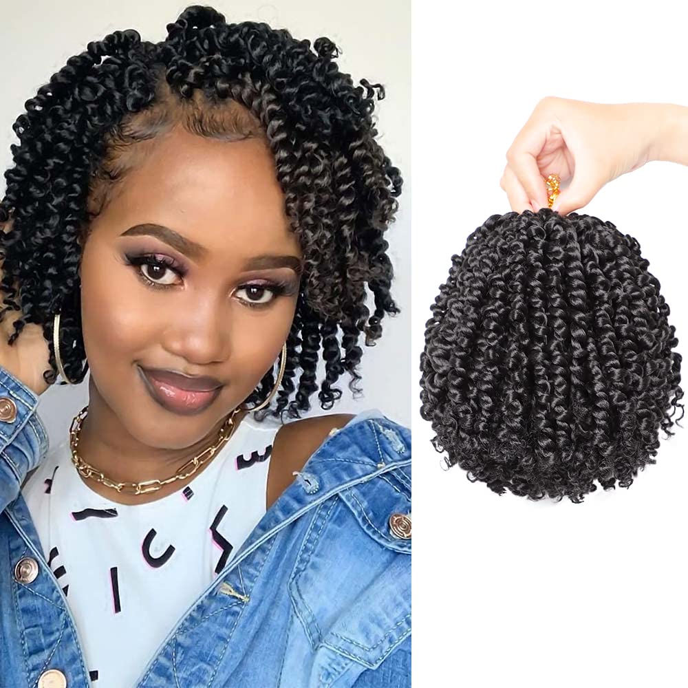 Violet Passion Twist Crochet Hair 6 Inch 9 Packs Natural Black Passion Twist Hair Short Twist Hair Prelooped Crochet Hair For Bl
