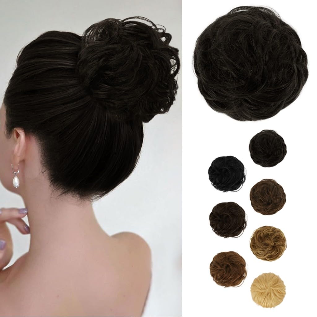 BARSDAR Human Hair Bun Extension - Human Hair Bun Scrunchie for Women ...