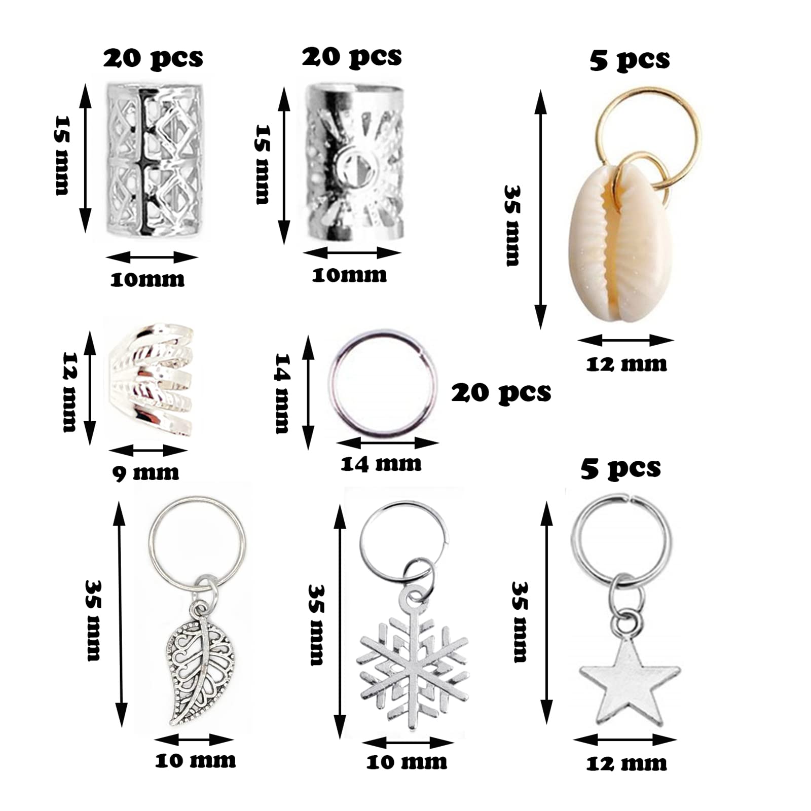 100 Pieces Dreadlocks Loc Hair Jewelry For Women Braids Hair, 20 Pieces Loc Jewelry Accessories For Braiding Hair, Big Silver Br
