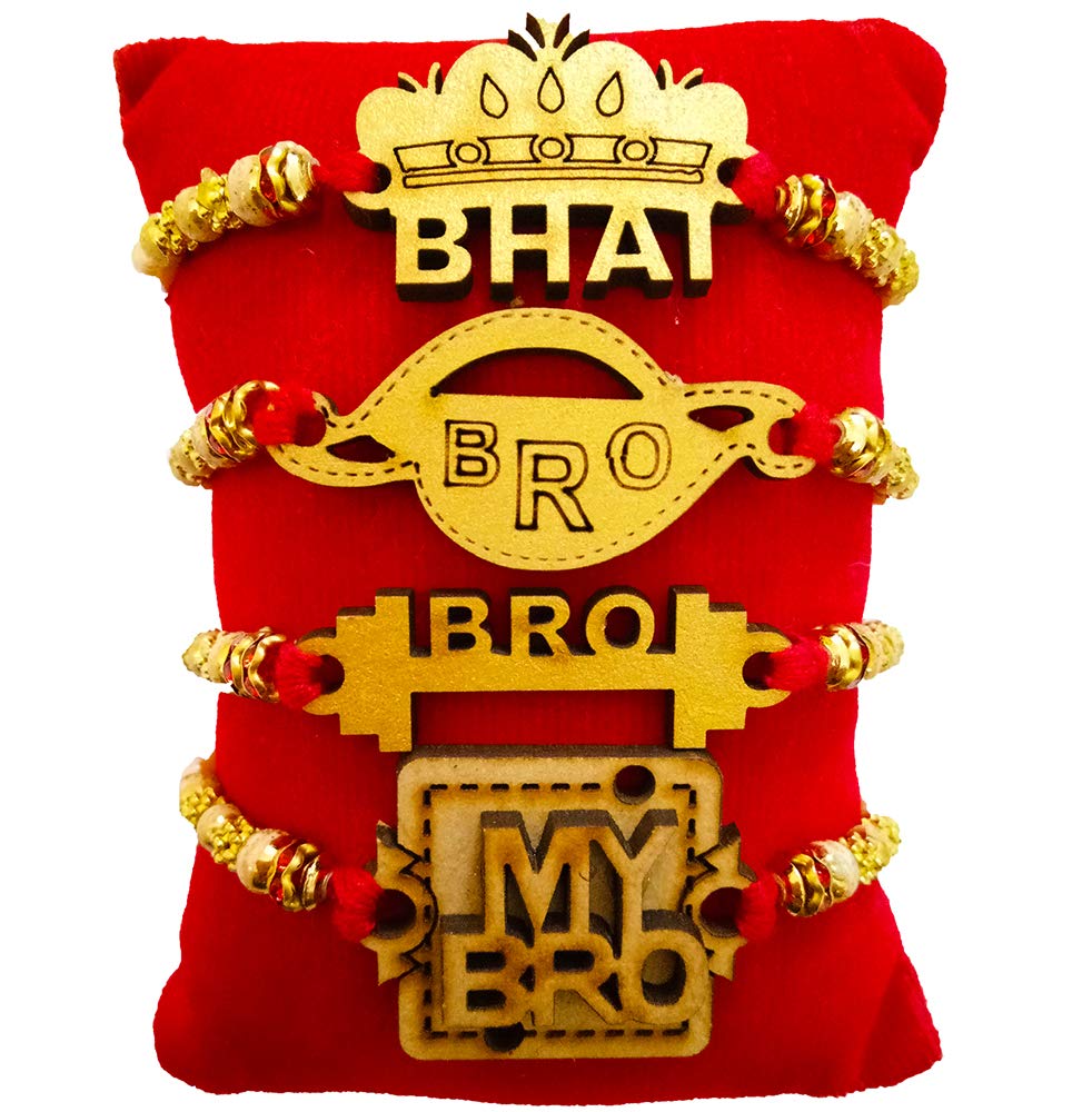 Avanti Creations Combo Of 4 Fancy Rakhi Swag Rakhi For Brother With Roli Chawal