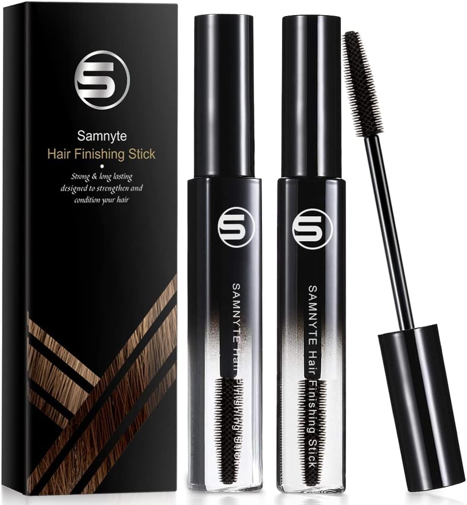 Samnyte Hair Finishing Stick - 2 Pack, 0.7 Fl Oz, Black Hair Tamer for Flyaways, Non-Greasy Hair Gel Stick