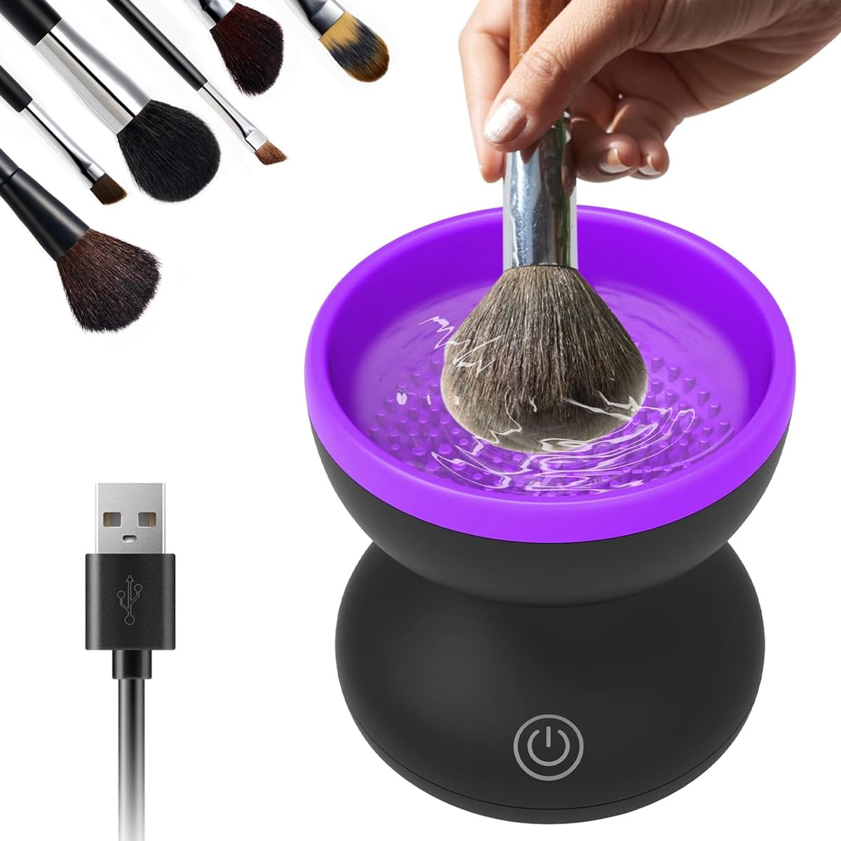 Maycreate Electric Makeup Brush Cleaner Machine, Silicone Makeup Brush Cleaning Cup, Portable Usb Automatic Spinner Cleaner For 