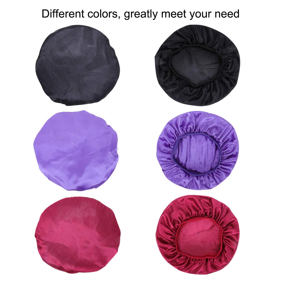 Lades Kids Satin Sleeping Cap - Childs Sleep Bonnet For Curly Hair Wrap With Adjustable Soft For Children Girls 3 Packs Multicol