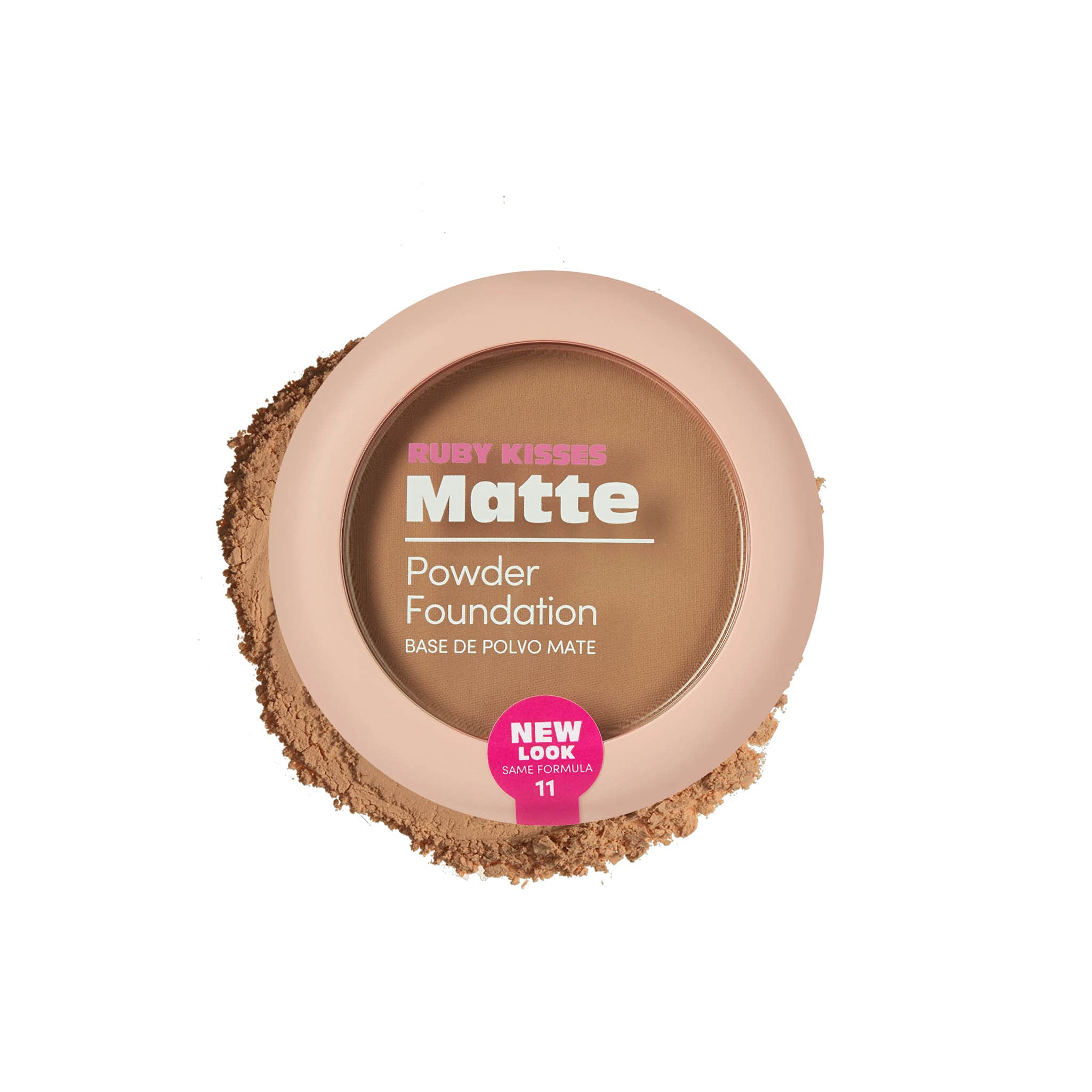 Ruby Kisses Matte Powder Foundation, Mocha, Unisex, 8 Shades, Sponge & Mirror Included, Full Coverage, Versatile Pressed Powder 