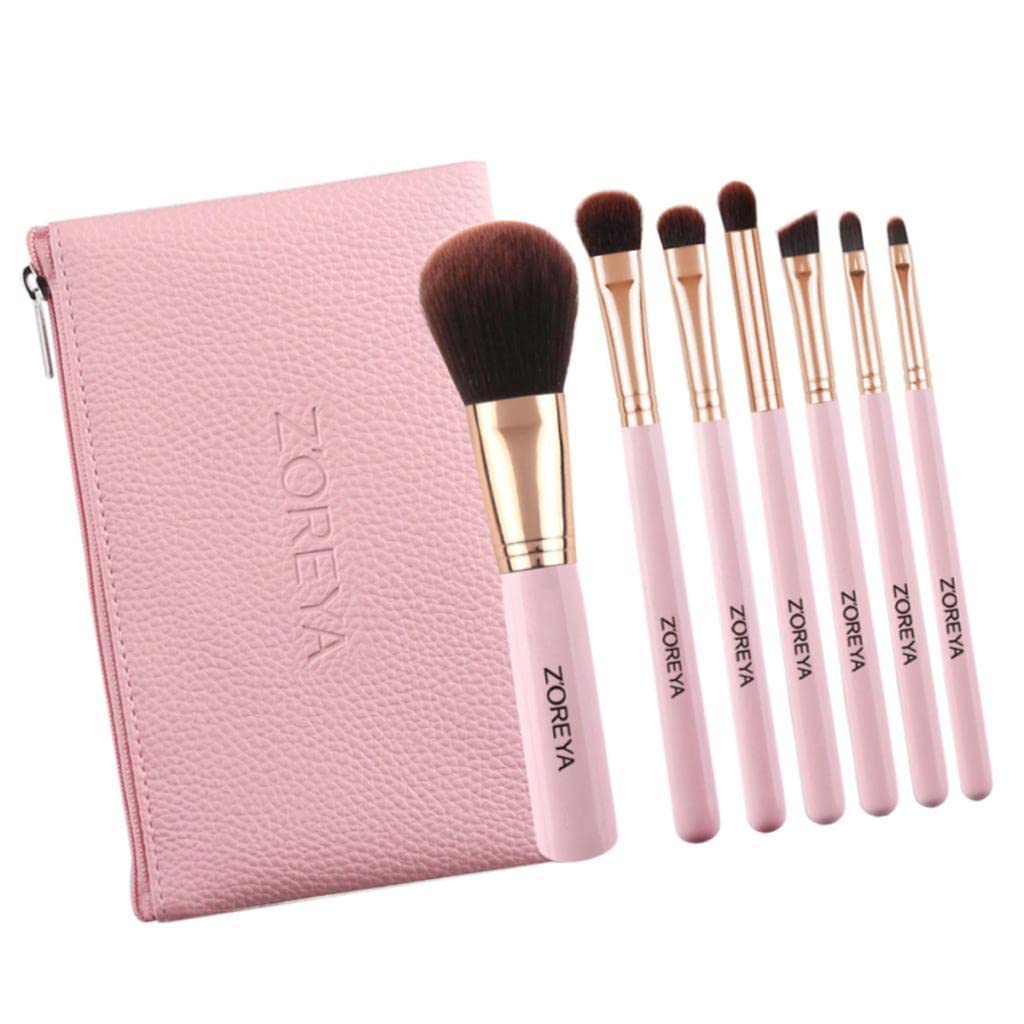 Jazzy Pearls 7X Beauty Makeup Cosmetic Brushes Loose Powder Eyebrow Brush W/Zipper Bag
