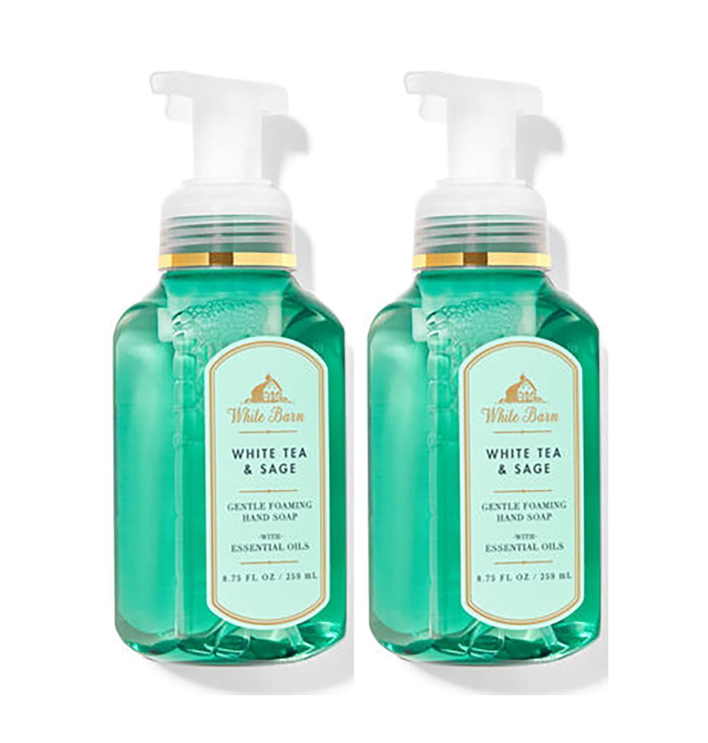 Bath & Body Works Bath And Body Works White Tea & Sage Gentle Foaming Hand Soap 8.75 Ounce 2-Pack (White Sage) 17.5 Ounce
