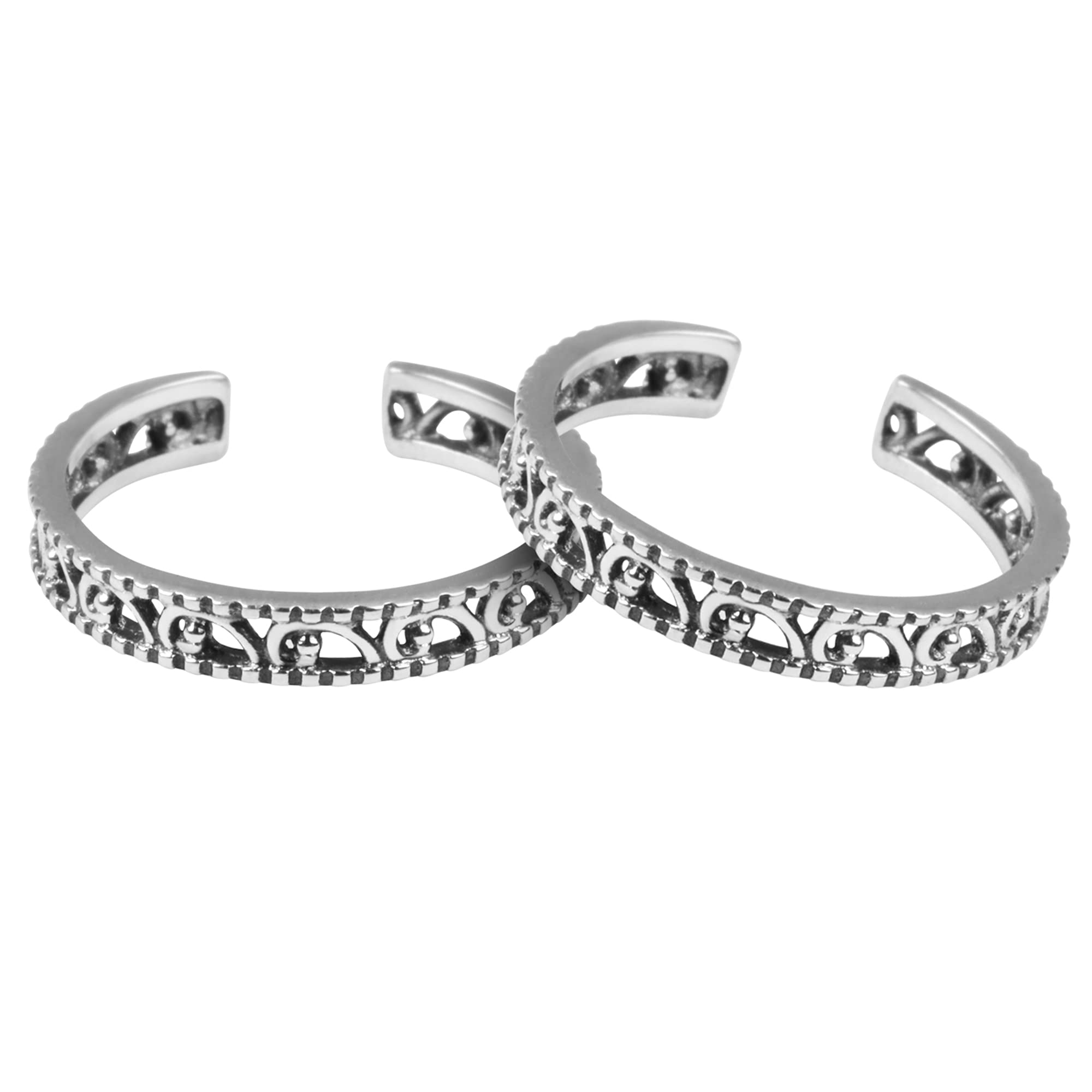 Giva Avni 925 Oxidised Silver Grace Toe Rings, Adjustable | Toe Rings For Women And Girls | With Certificate Of Authenticity And