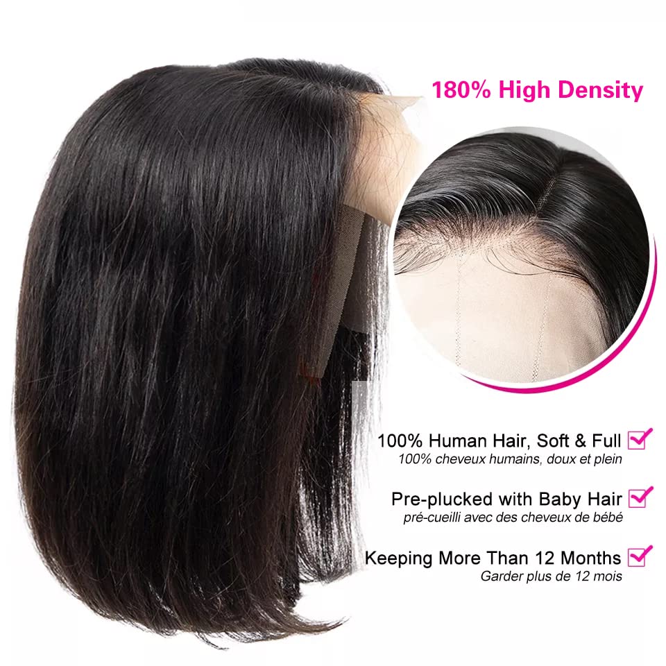 Qangelabeauty Short Bob Wig Human Hair 13X4 Frontal Bob Wigs Human Hair Pre Plucked Wigs For Black Women Bob Lace Front Wigs Hum