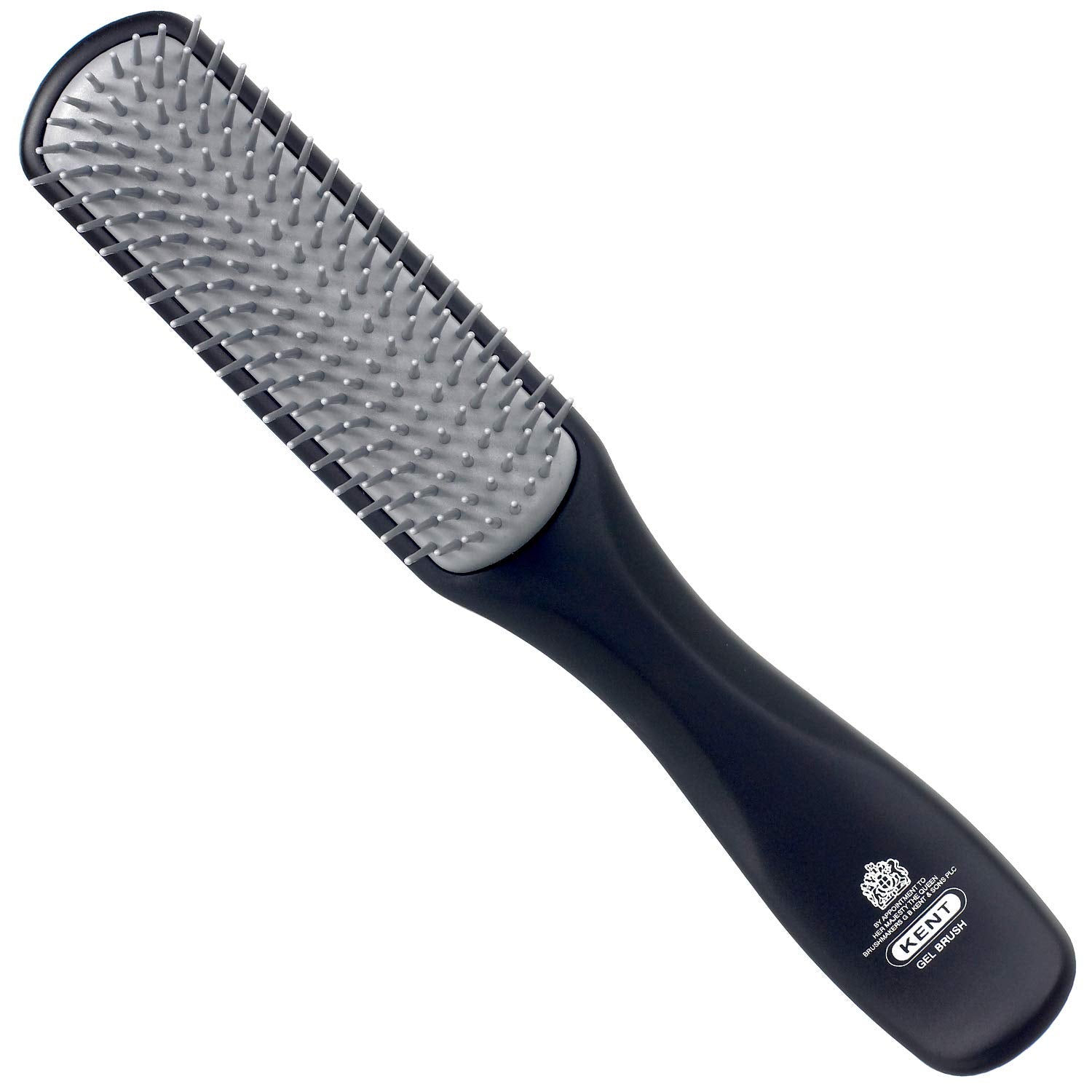 Kent KFM3 Black Half Round Narrow Detangling Hair Brush - 9 Row Ionic Anti Static Non Scratch Nylon Bristle Gel Styler Great for