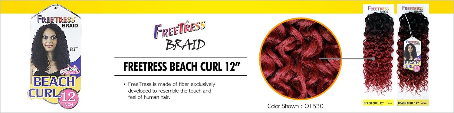 Multi Pack Deals! Freetress Synthetic Hair Crochet Braids Beach Curl 12'' (4-Pack, 99J)