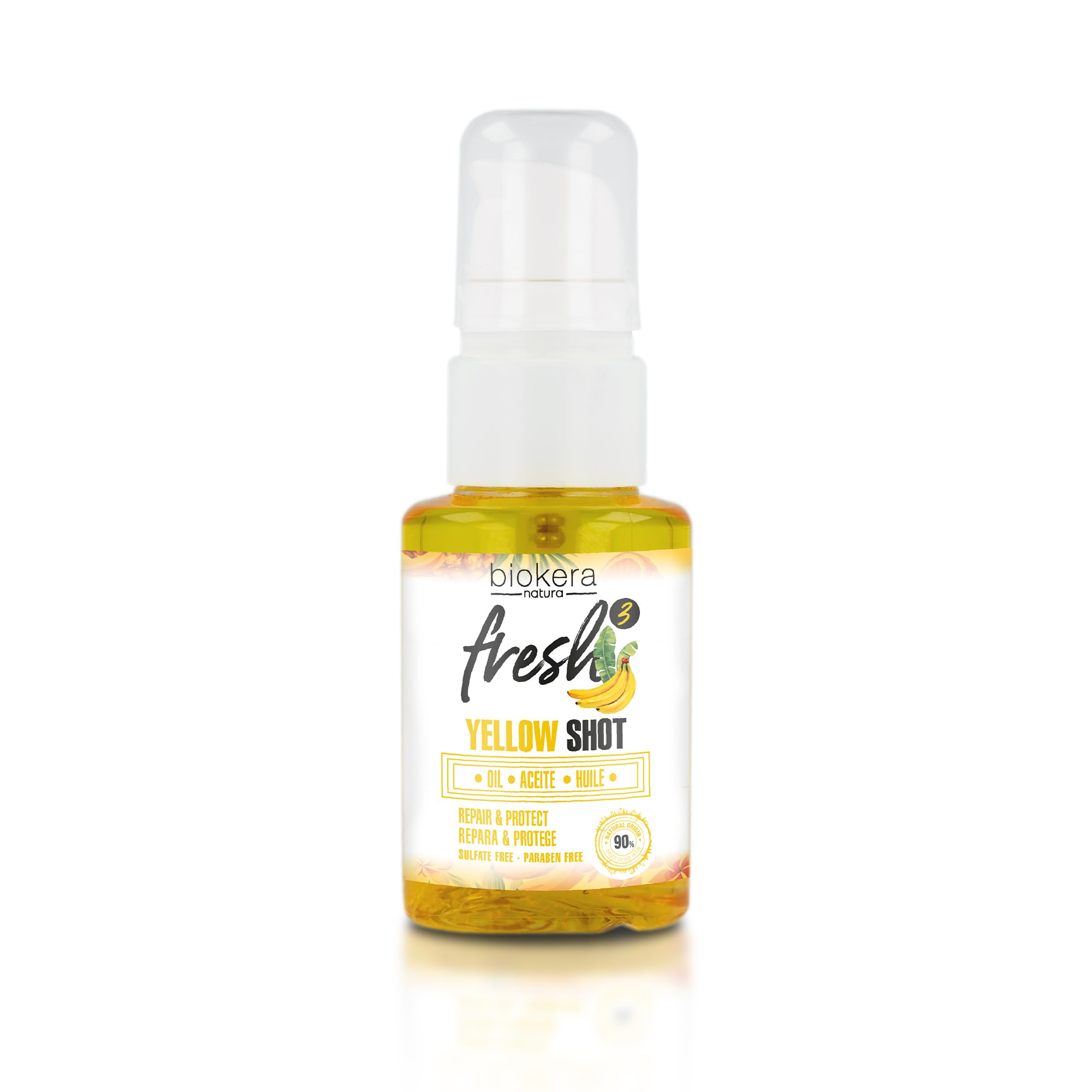 SALERM - Hair Oil - Biokera Fresh Yellow Shot Oil - 75 ml - Abyssinian and Almond Oil - Nourishes, Repairs, and Protects Damaged