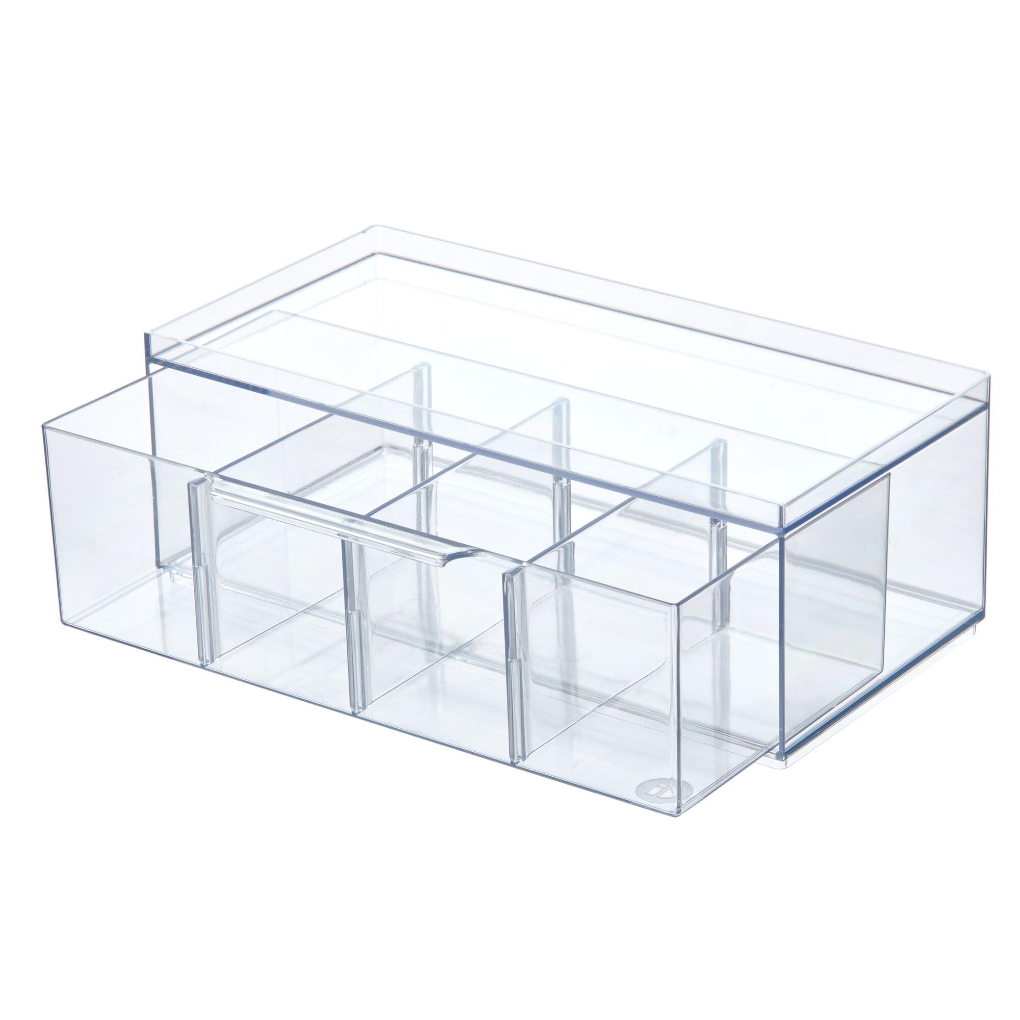 iDesign The Sarah Tanno Collection Plastic Cosmetic Drawer Organizer, Clear/White Large