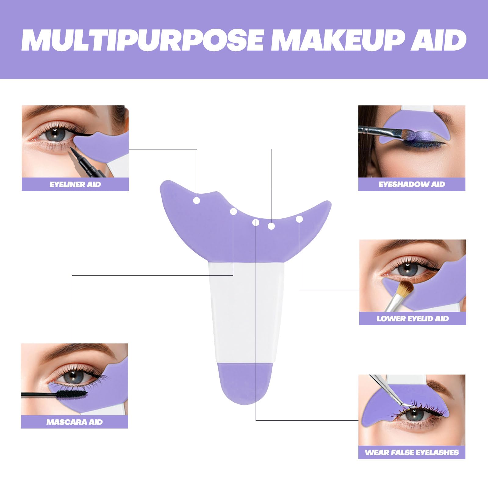 Sumeitang All In One Eye Makeup Stencils Aid Tool Set, Reusable Mascara Shield Applicator Guard Pads + Eyeshadow And Eyeliner St