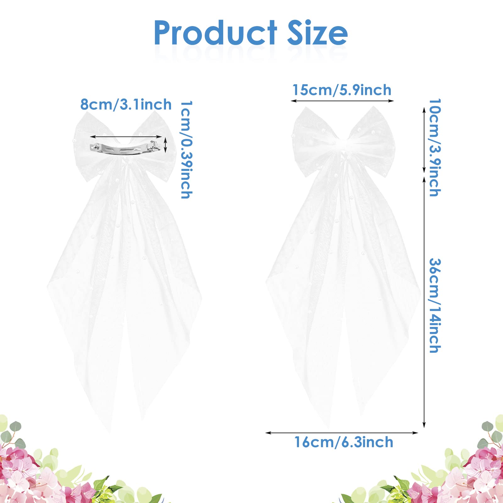 Bridal Pearl Hair Bow Veil Bridesmaid Large Hair Bow Wedding Veil with Barrette Bachelorette Party Decorations Bridal Bridesmaid