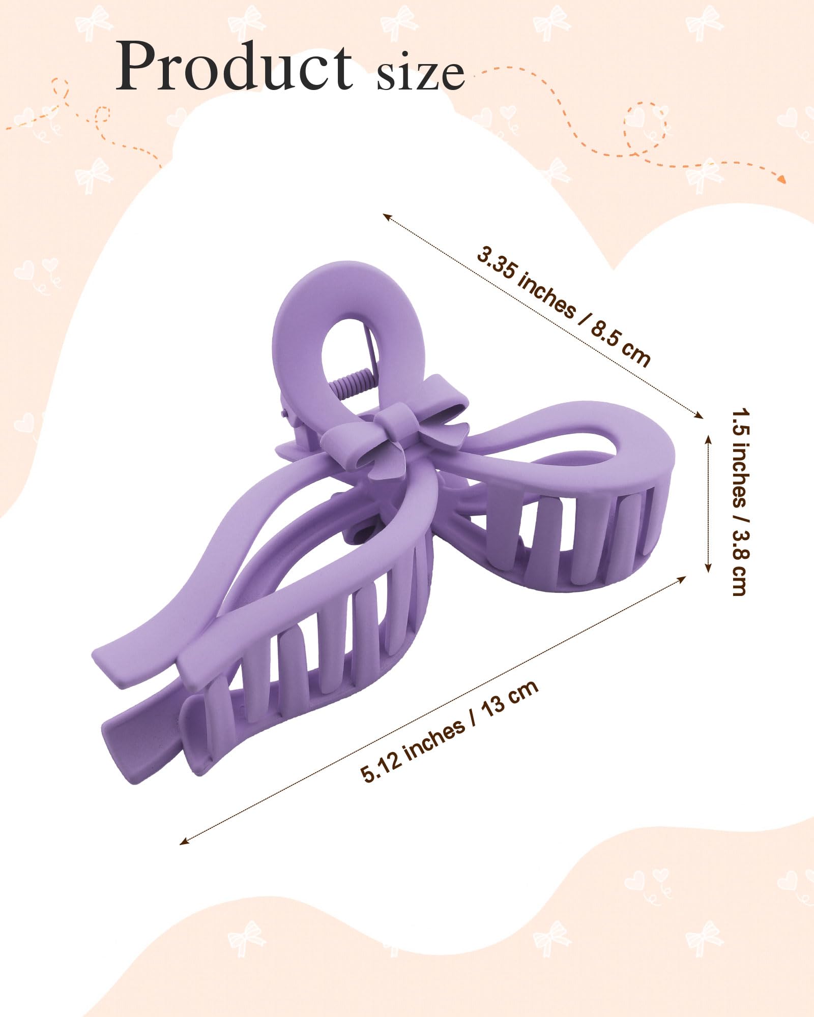 4 PCS Bow Hair Clips for Women Bow Claw Clip 5 Large Hair Claw Clips for Thick and Long Hair Cute Bows Jaw Clip (Blue + Purple +