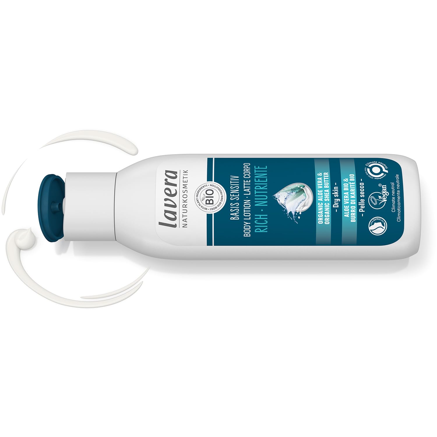 Lavera Basis Sensitiv Body Milk Rich - Organic Aloe Vera & Organic Shea Butter - 24 H Intensive Moisturizing Care - Peta Certifi