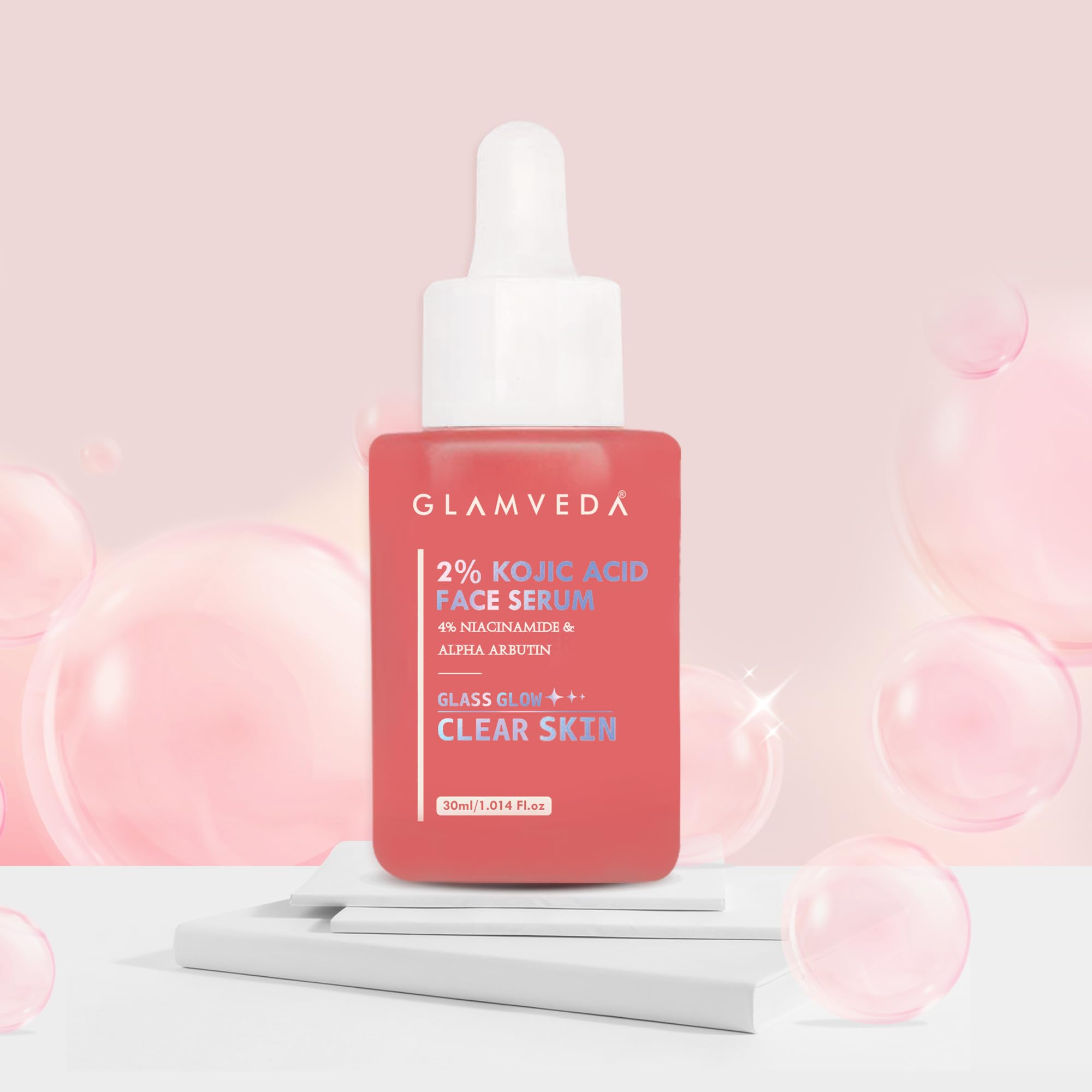 Glamveda 2% Kojic Acid Face Serum | Reduces Dark Spots, Pigmentation & Blemishes | With Alpha Arbutin & Niacinamide | Skin Brigh
